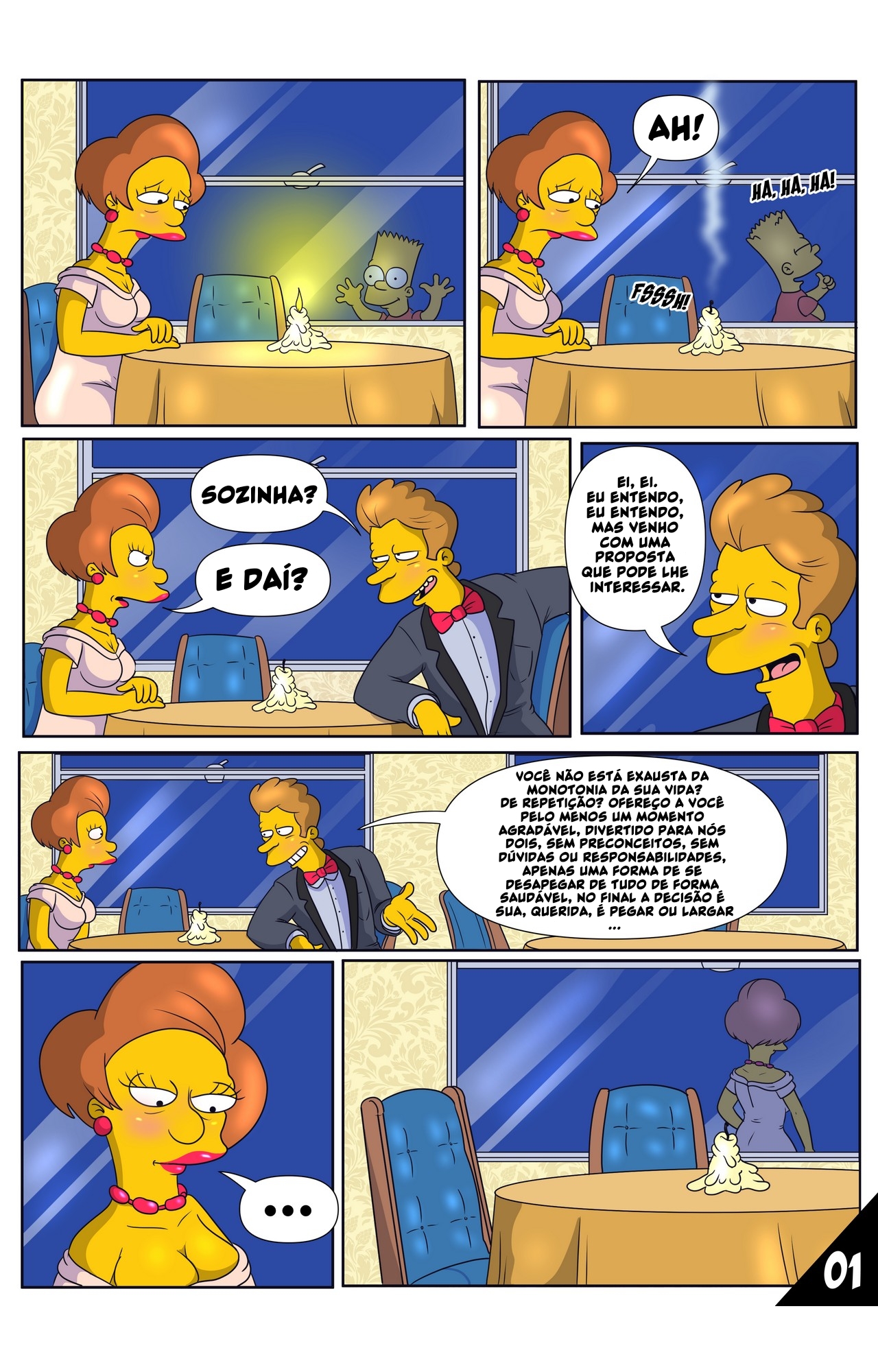 Os Simpsons: Circunstâncias Inesperadas – Edna leva um bolo e acaba levando uma rola! Em HQ Brasileiro