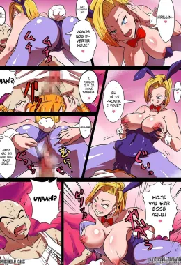 Dragon Ball Hentai: Androide 18 Piranha Fodida por Goten e Trunks em HQ Brasileiro