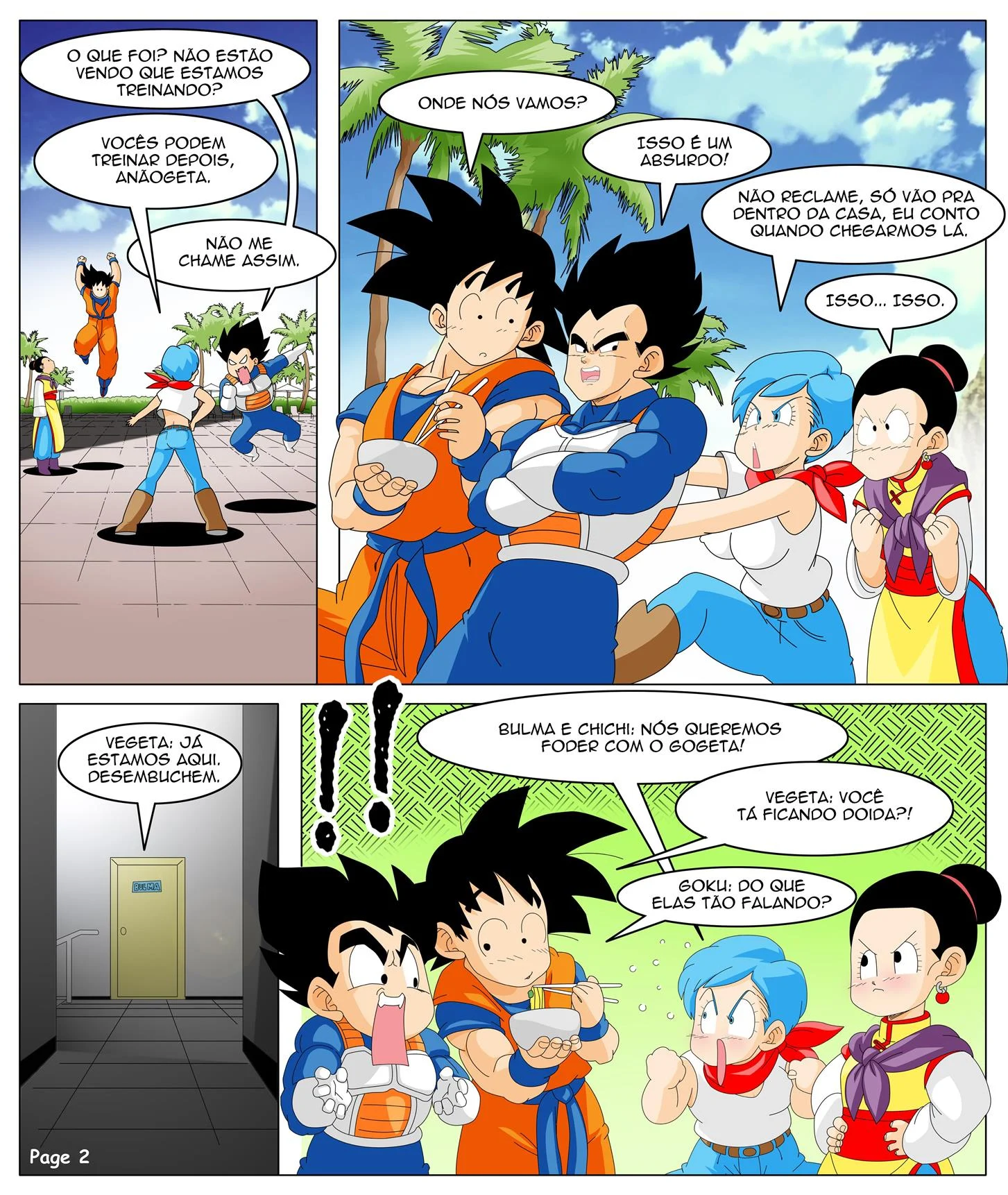Bulma e Chichi encarando Gogeta &ndash; Bulma Hentai &ndash; Hentai em Portugu&ecirc;s