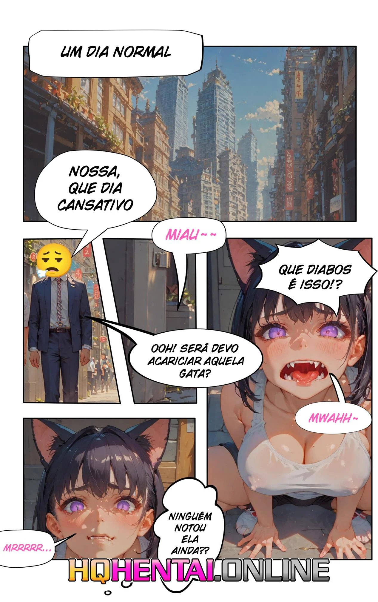Fodendo uma Garota Gato – Hentai Sem Censura – Quadrinho De Sexo Em PT-BR