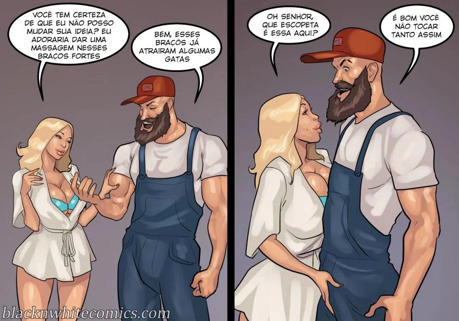 A Danada Negona Madura Safada Não Resistiu à Pica do Encanador - Hentai Interracial em HQ Brasileiro