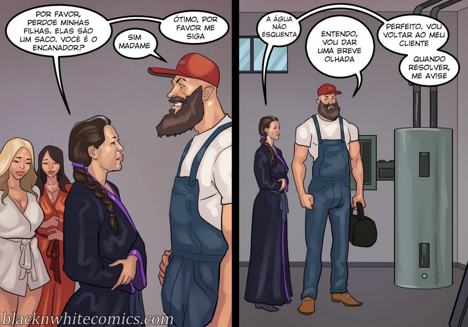 A Danada Negona Madura Safada Não Resistiu à Pica do Encanador - Hentai Interracial em HQ Brasileiro