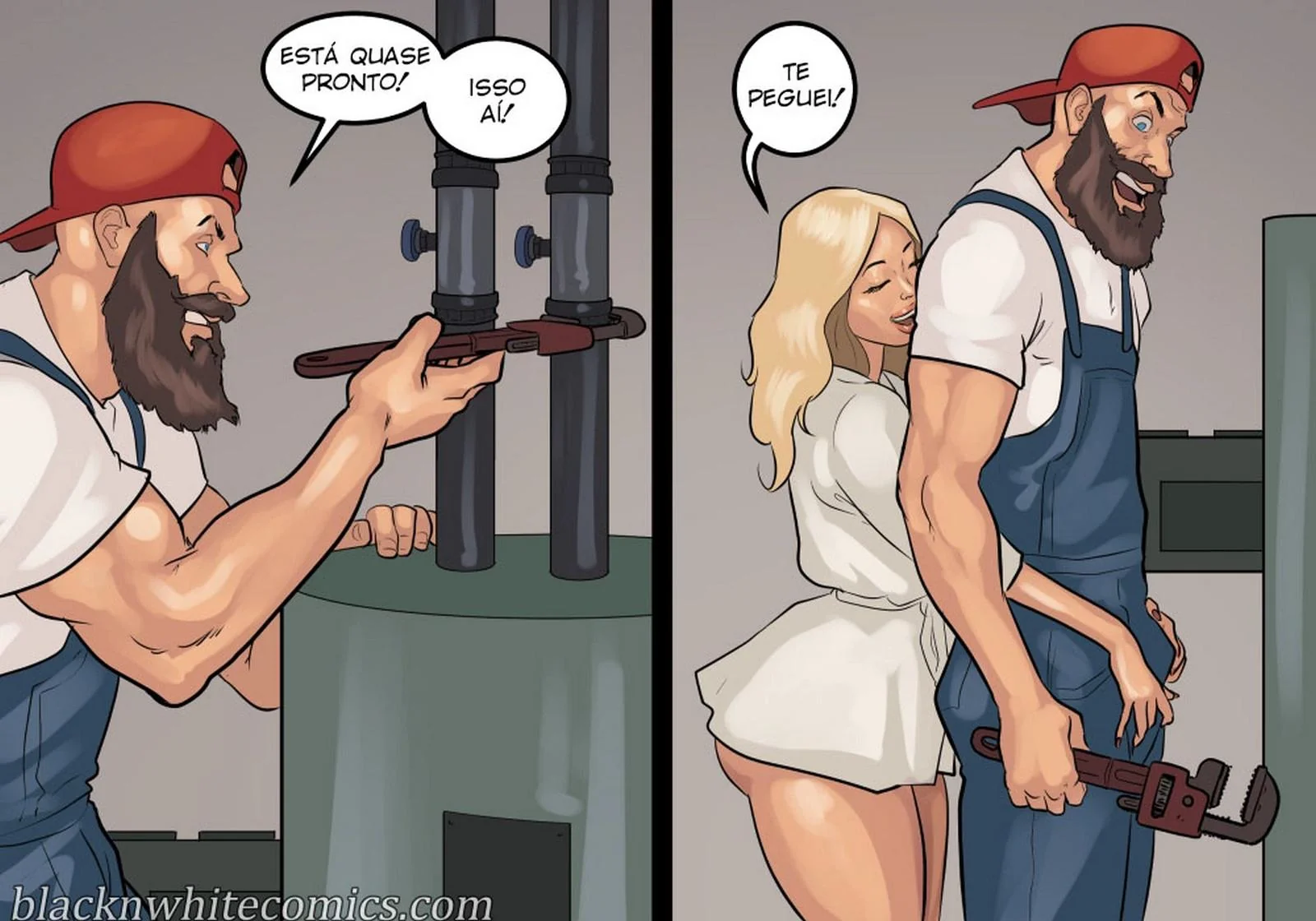 A Danada Negona Madura Safada Não Resistiu à Pica do Encanador - Hentai Interracial em HQ Brasileiro