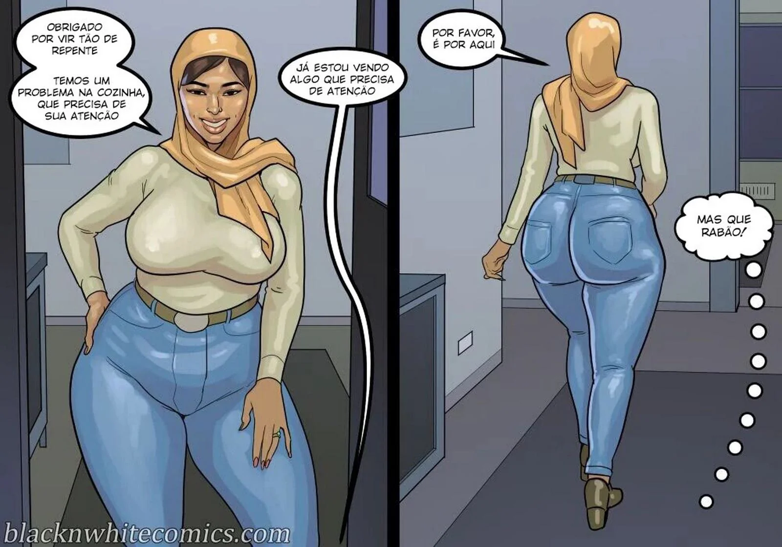 A Danada Negona Madura Safada Não Resistiu à Pica do Encanador - Hentai Interracial em HQ Brasileiro