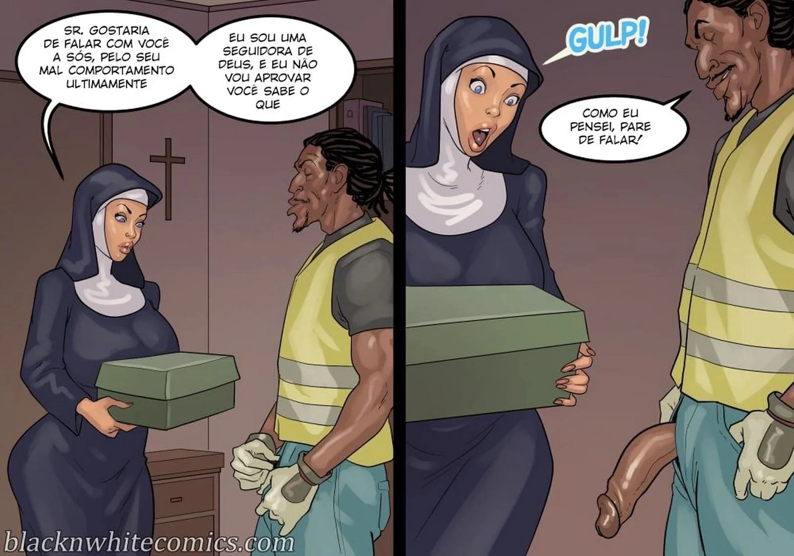 A Freira Piranha e o Chefe Dotado - Desejo Interracial em HQ Brasileiro