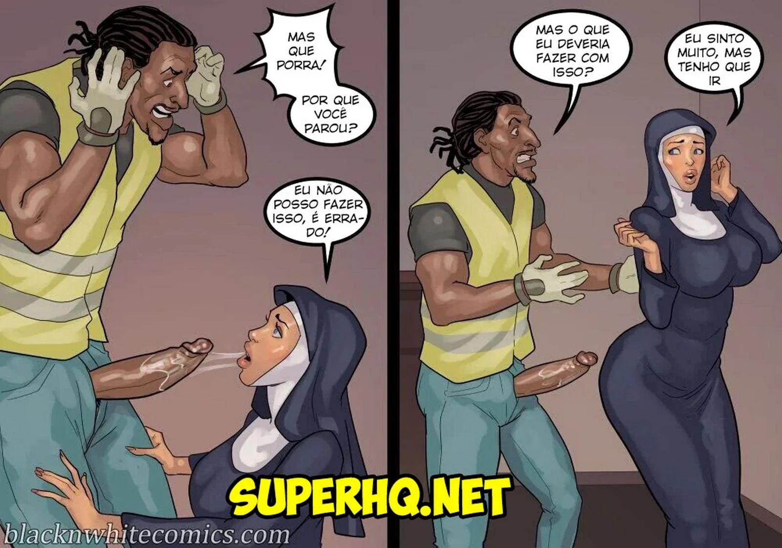 A Freira Piranha e o Chefe Dotado - Desejo Interracial em HQ Brasileiro