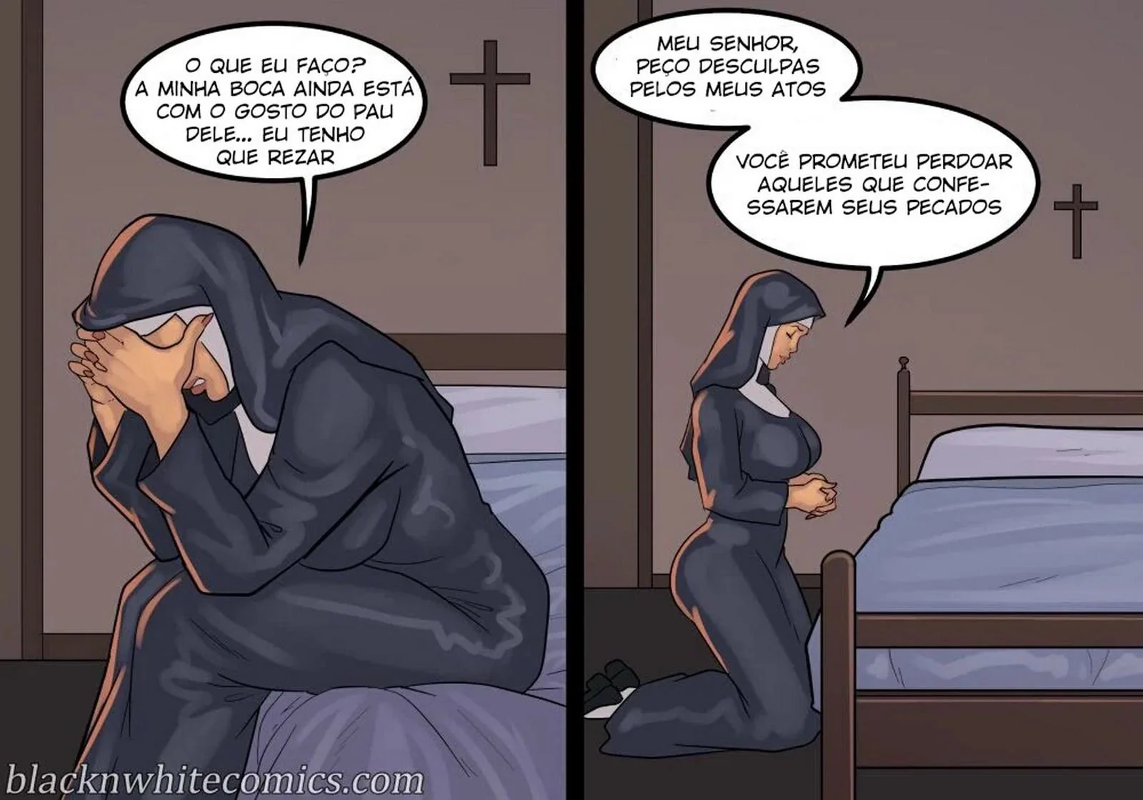 A Freira Piranha e o Chefe Dotado - Desejo Interracial em HQ Brasileiro