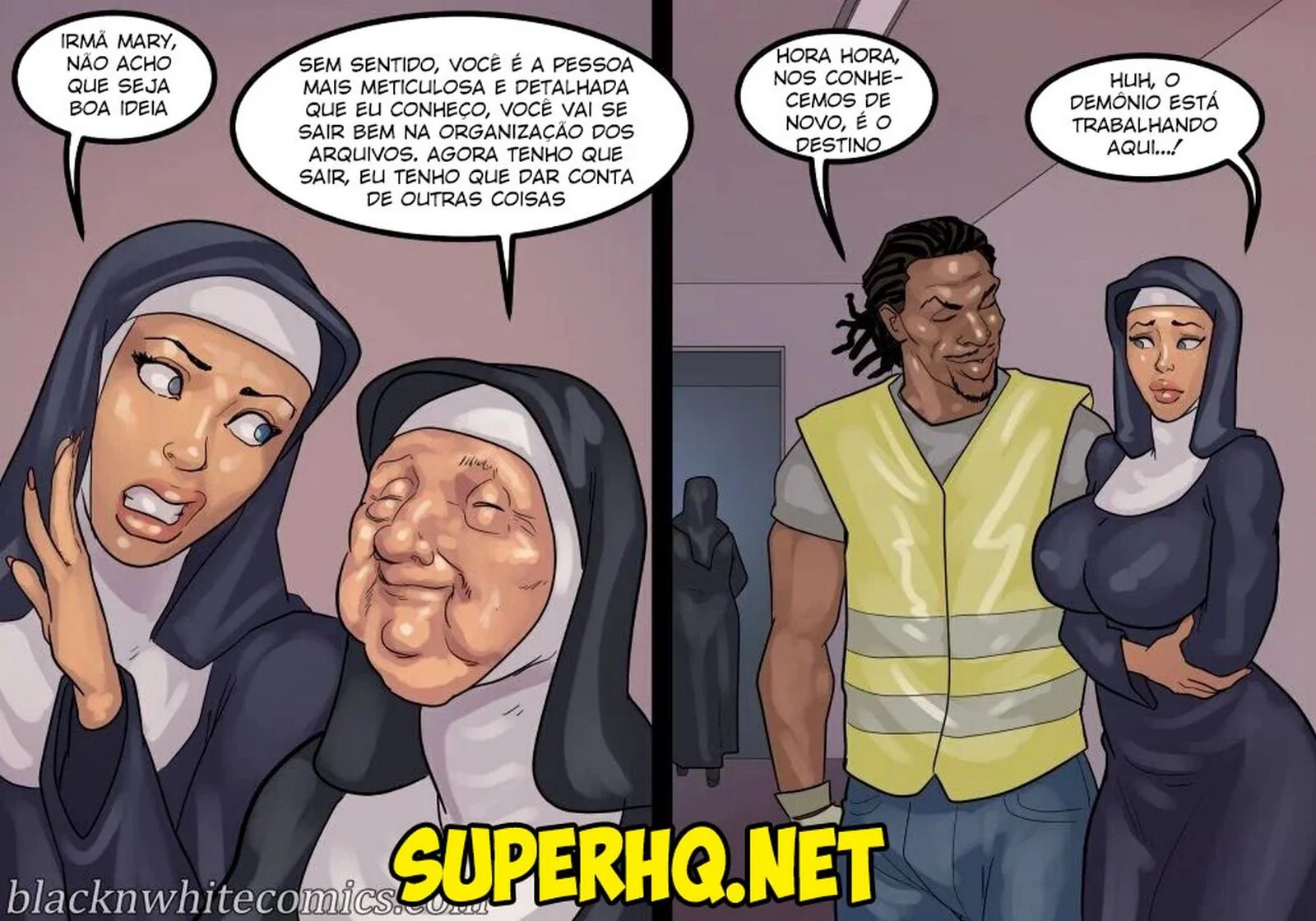 A Freira Piranha e o Chefe Dotado - Desejo Interracial em HQ Brasileiro