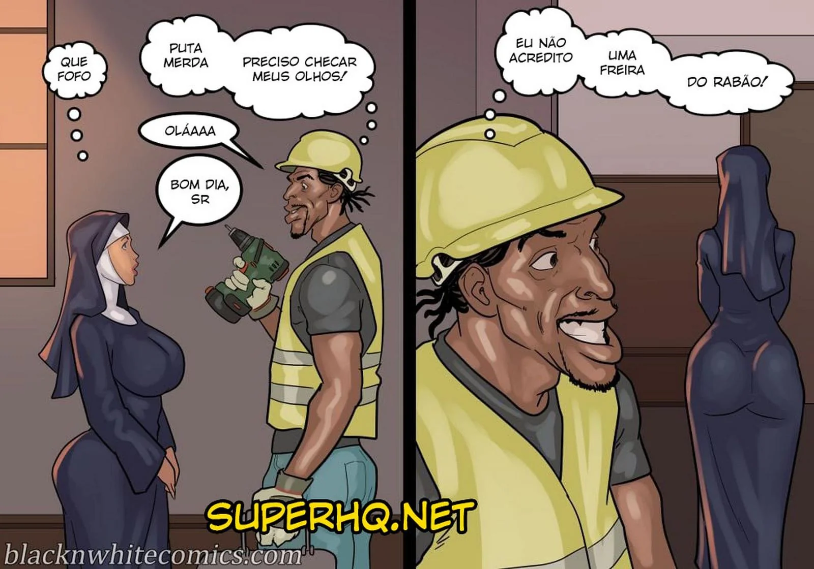 A Freira Piranha e o Chefe Dotado - Desejo Interracial em HQ Brasileiro