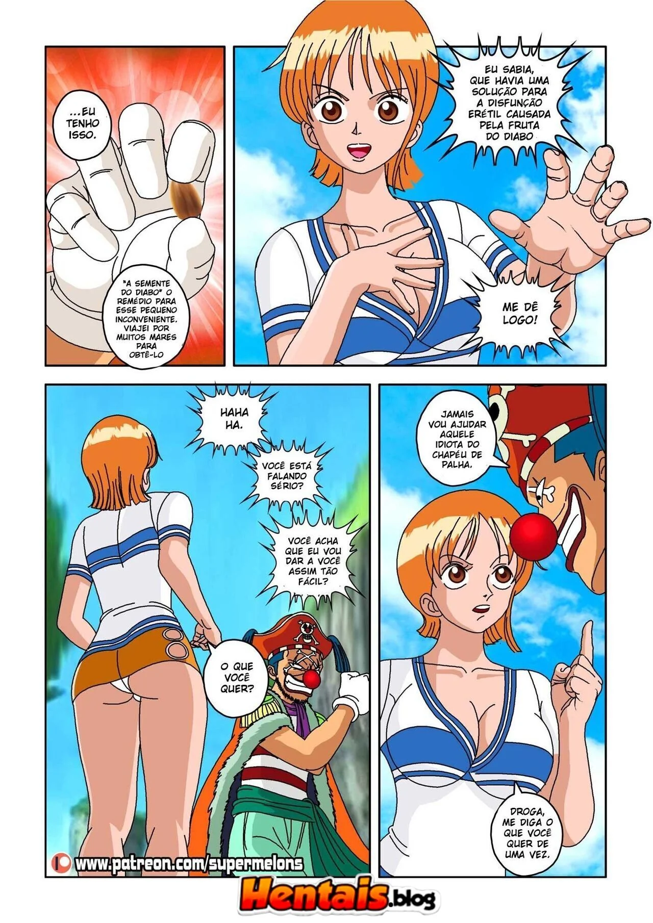 A Pica Murcha do Luffy - Nami Piranha Quer Levar Rola, Mas Fica na Vontade - HQ Hentai Brasileiro