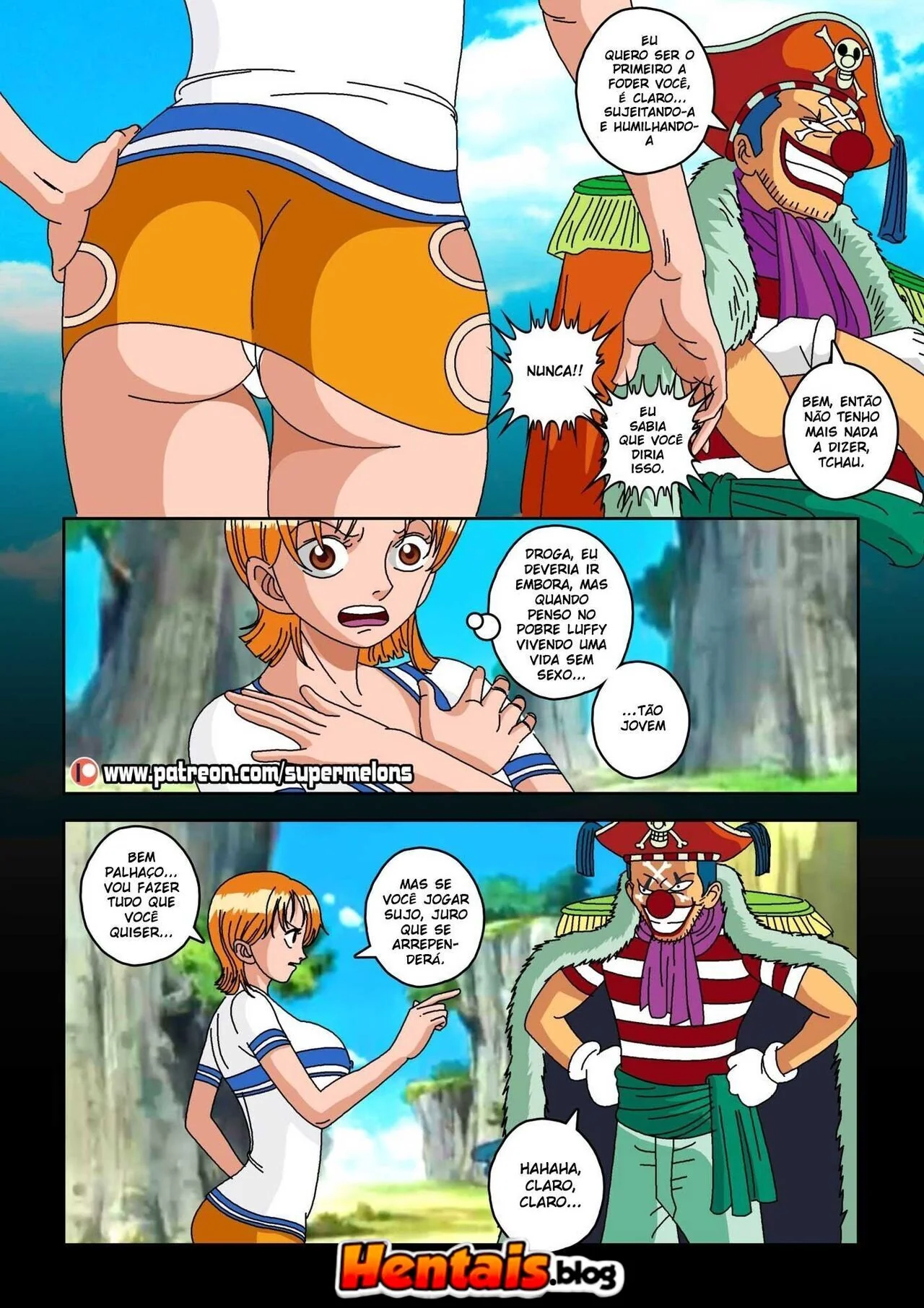 A Pica Murcha do Luffy - Nami Piranha Quer Levar Rola, Mas Fica na Vontade - HQ Hentai Brasileiro