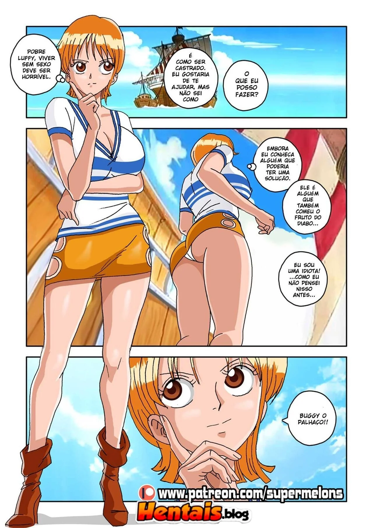 A Pica Murcha do Luffy - Nami Piranha Quer Levar Rola, Mas Fica na Vontade - HQ Hentai Brasileiro