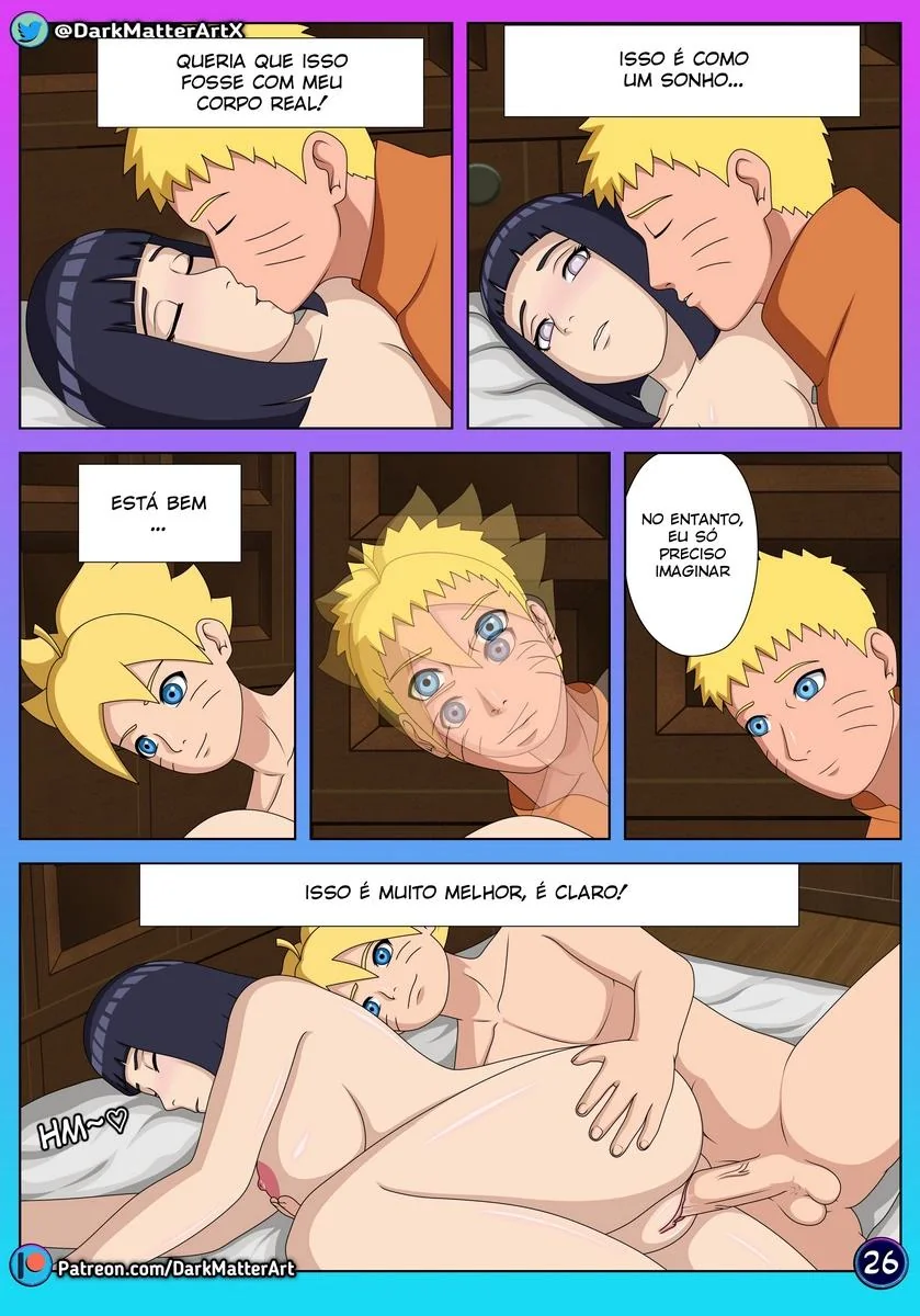 A Piranha da Hinata Sofrendo na Pica do Boruto em Hentai HQ Brasileiro