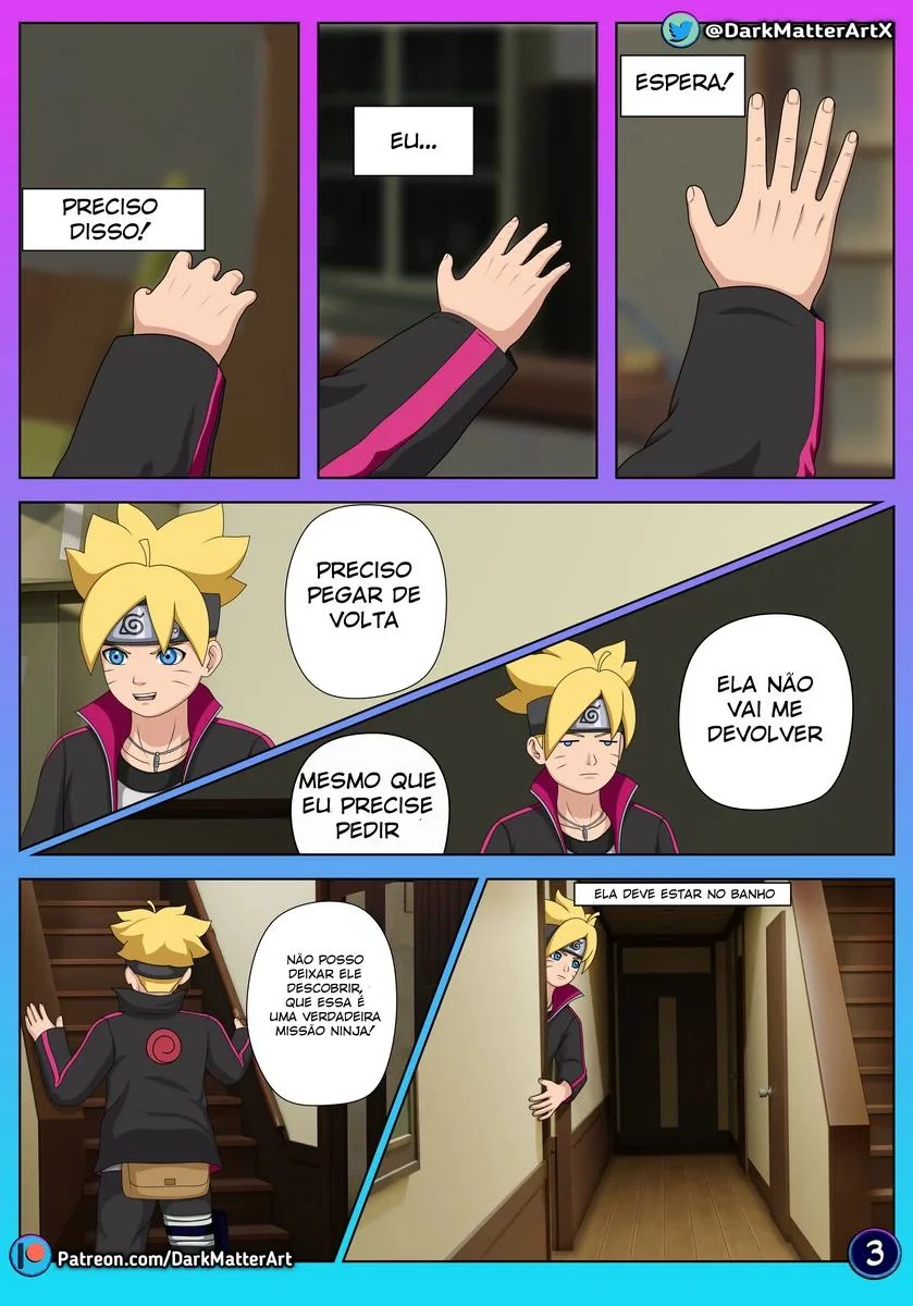 A Piranha da Hinata Sofrendo na Pica do Boruto em Hentai HQ Brasileiro