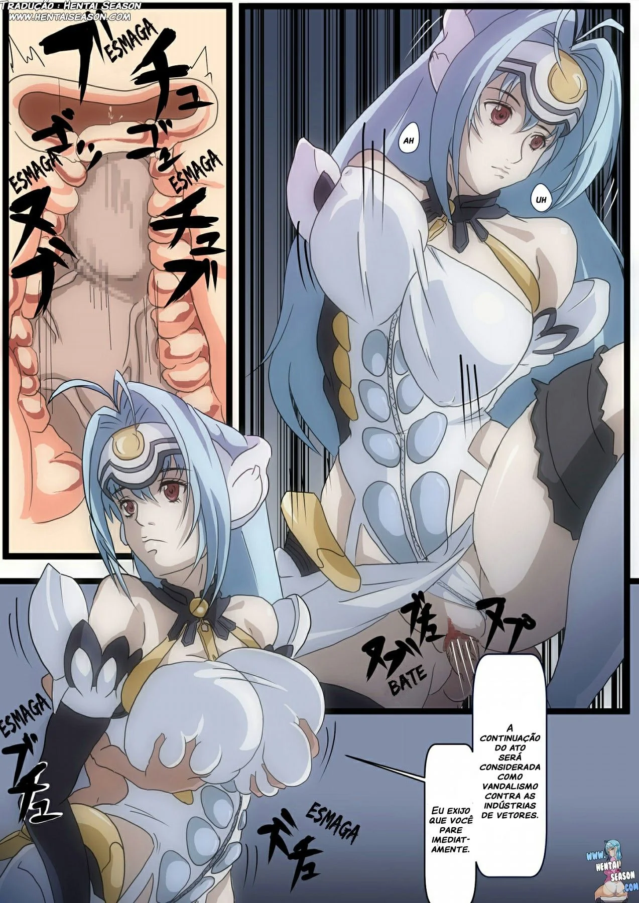 A Piranha do Espaço - Kos-mos tem sua buceta invadida por uma rola alienígena em Xenosaga! Em Hentai HQ Brasileiro
