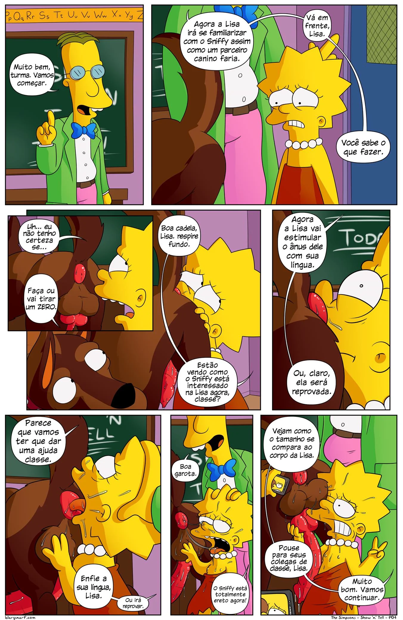 A Safadeza de Lisa - Ralphie, Agente Sniffy e a Foda na Escola! HQ Simpsons Pornô em HQ Brasileiro
