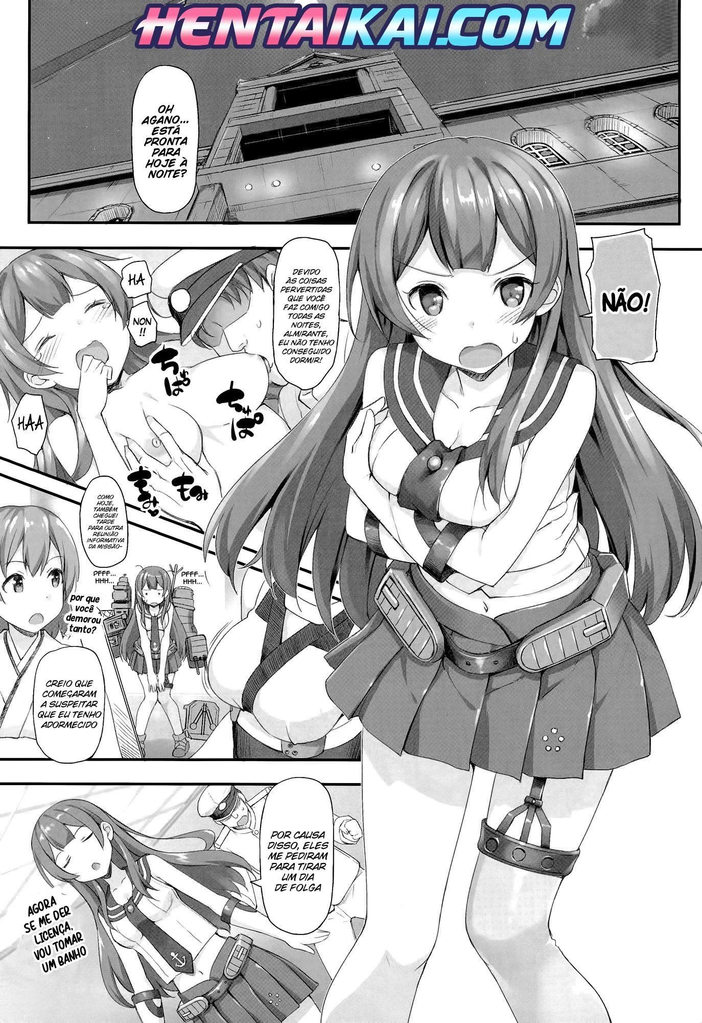 Agano precisa liberar sua buceta para o Almirante em HQ Brasileiro