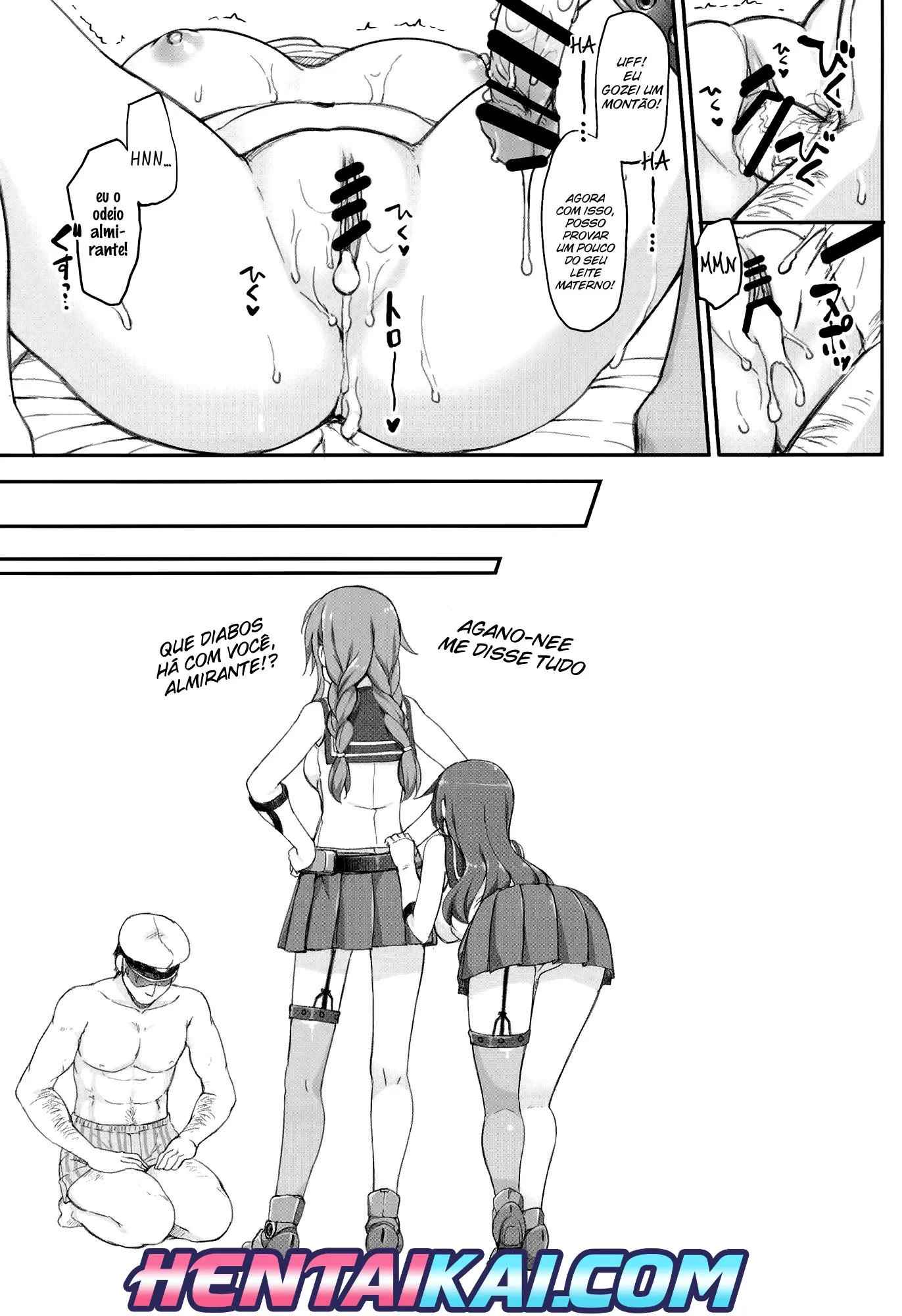 Agano precisa liberar sua buceta para o Almirante em HQ Brasileiro