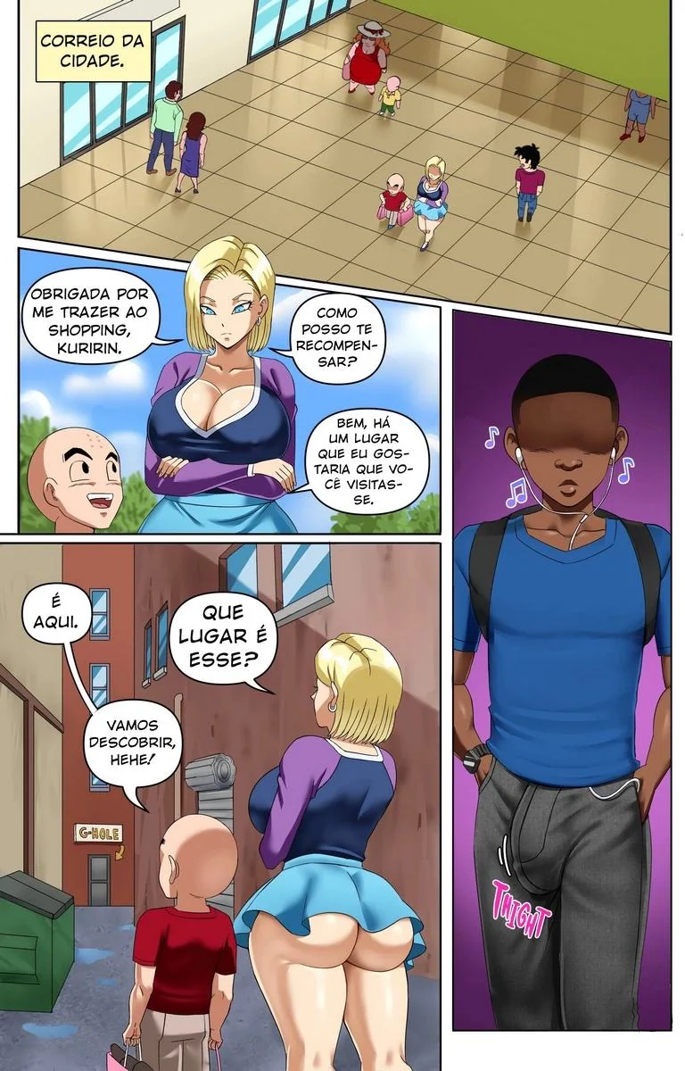 Android 18 em Dragon Ball Hentai: Kuririn leva gostosa para gloryhole