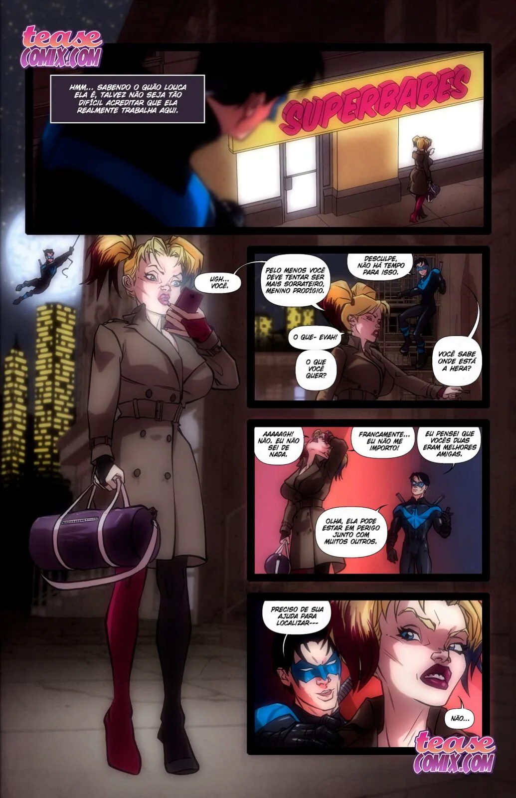 Arlequina Piranha Fodida pelo Asa Noturna em HQ Porno Brasileiro