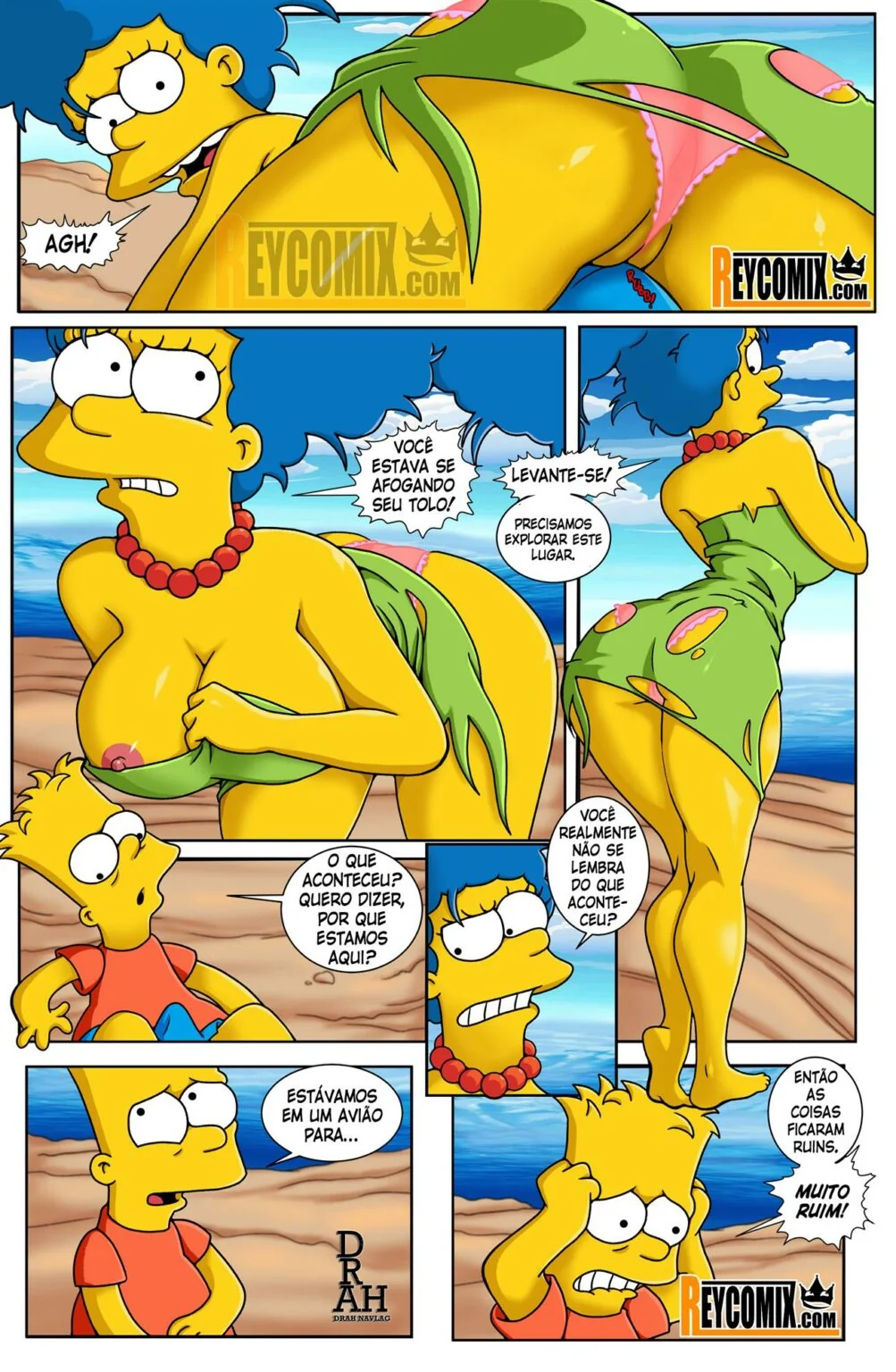 Bart e Marge: Aventura Sexual na Ilha Deserta" em HQ Brasileiro