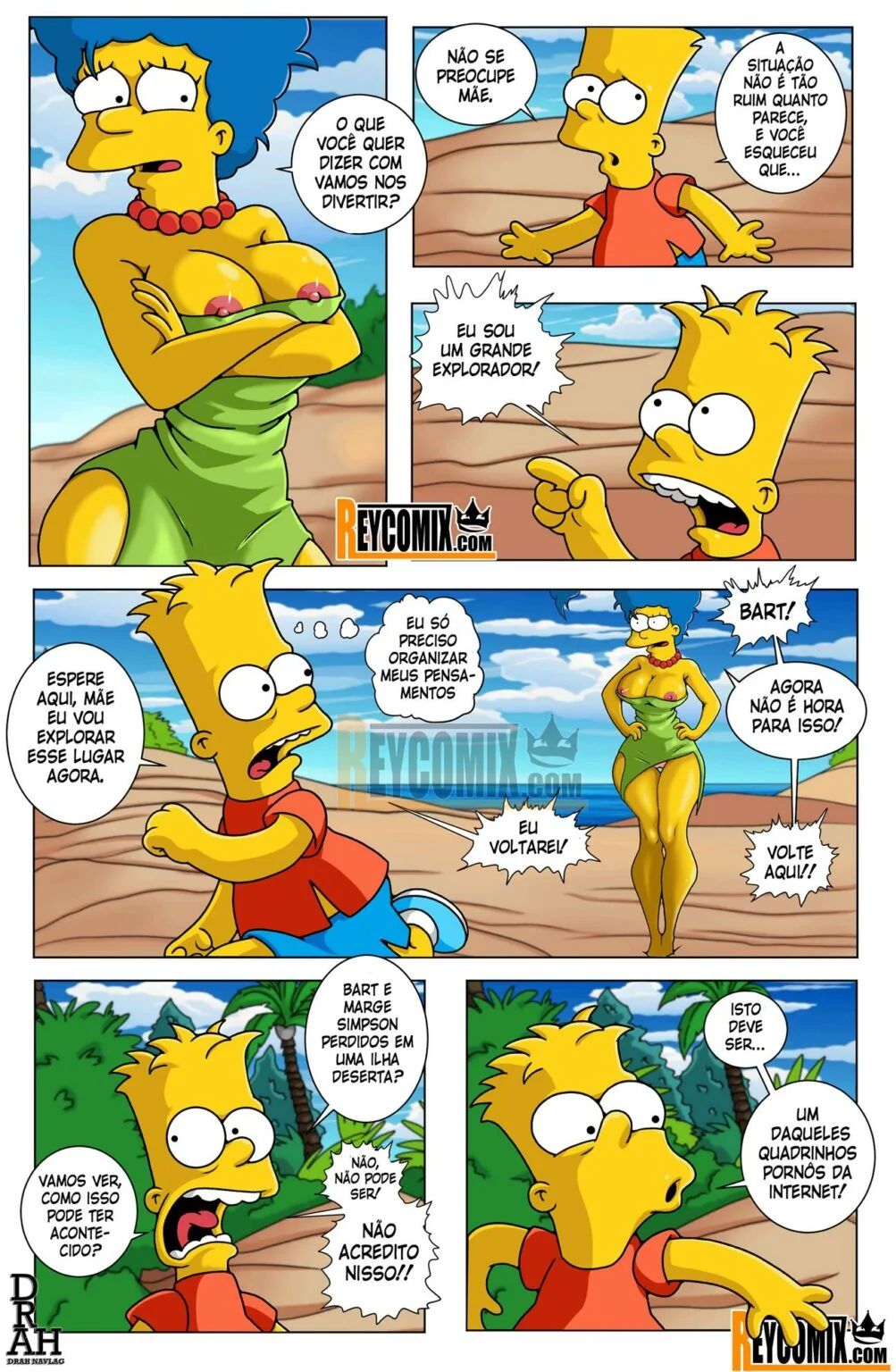 Bart e Marge: Aventura Sexual na Ilha Deserta" em HQ Brasileiro