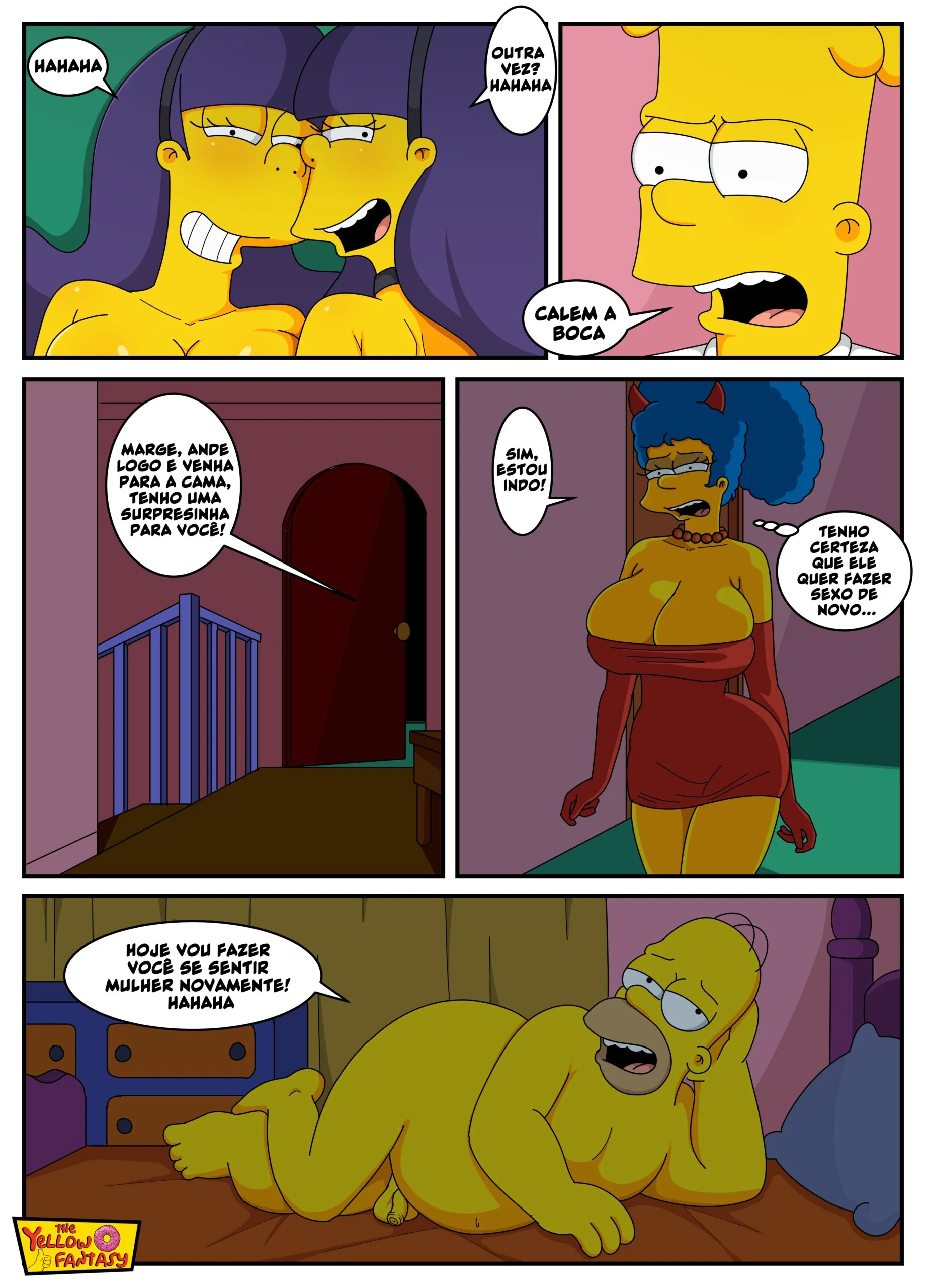 Bart, o Sacana das Coelhinhas do Bundão Gostoso - Simpsons Porno em HQ Brasileira