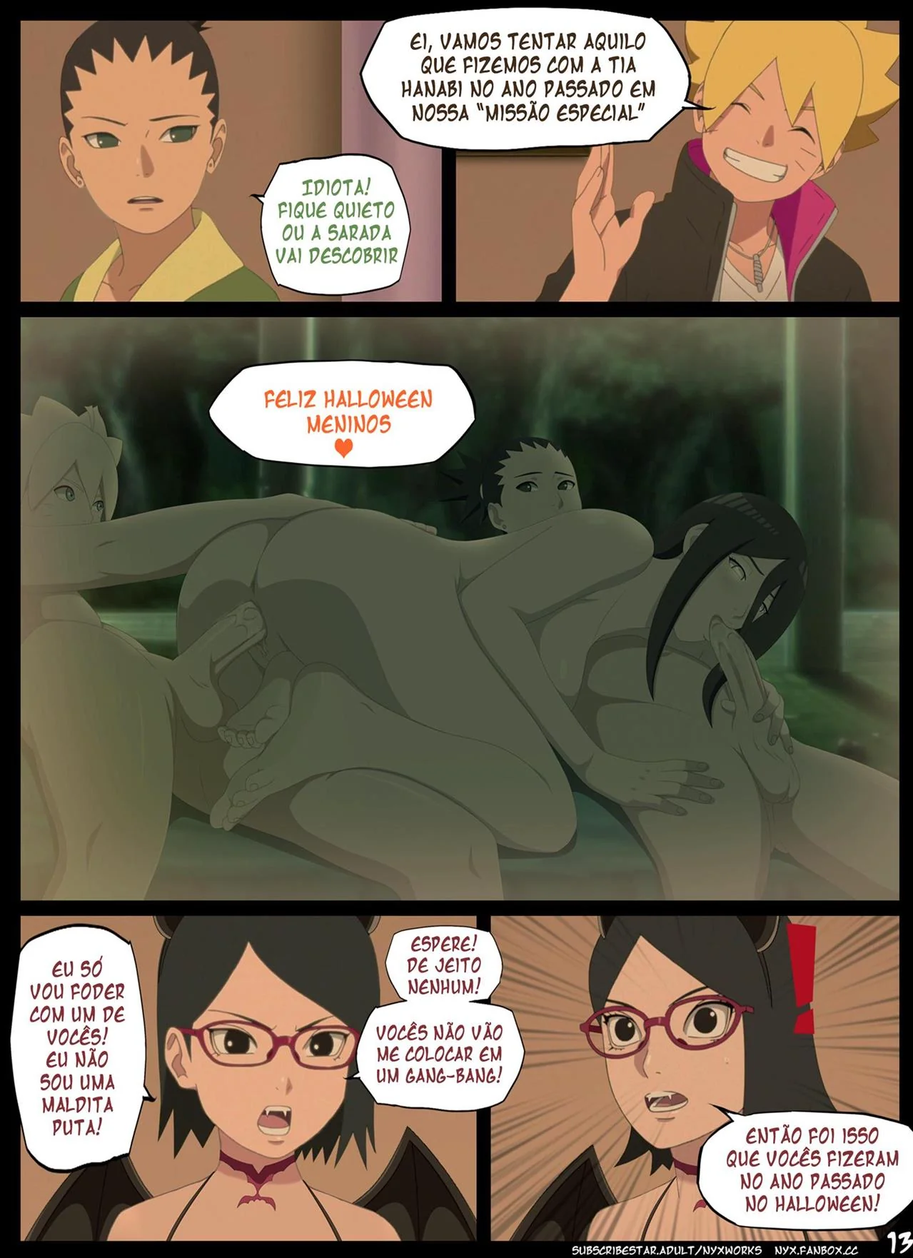 Boruto e Sarada: Putaria na Noite de Halloween - HQ Hentai Brasileiro