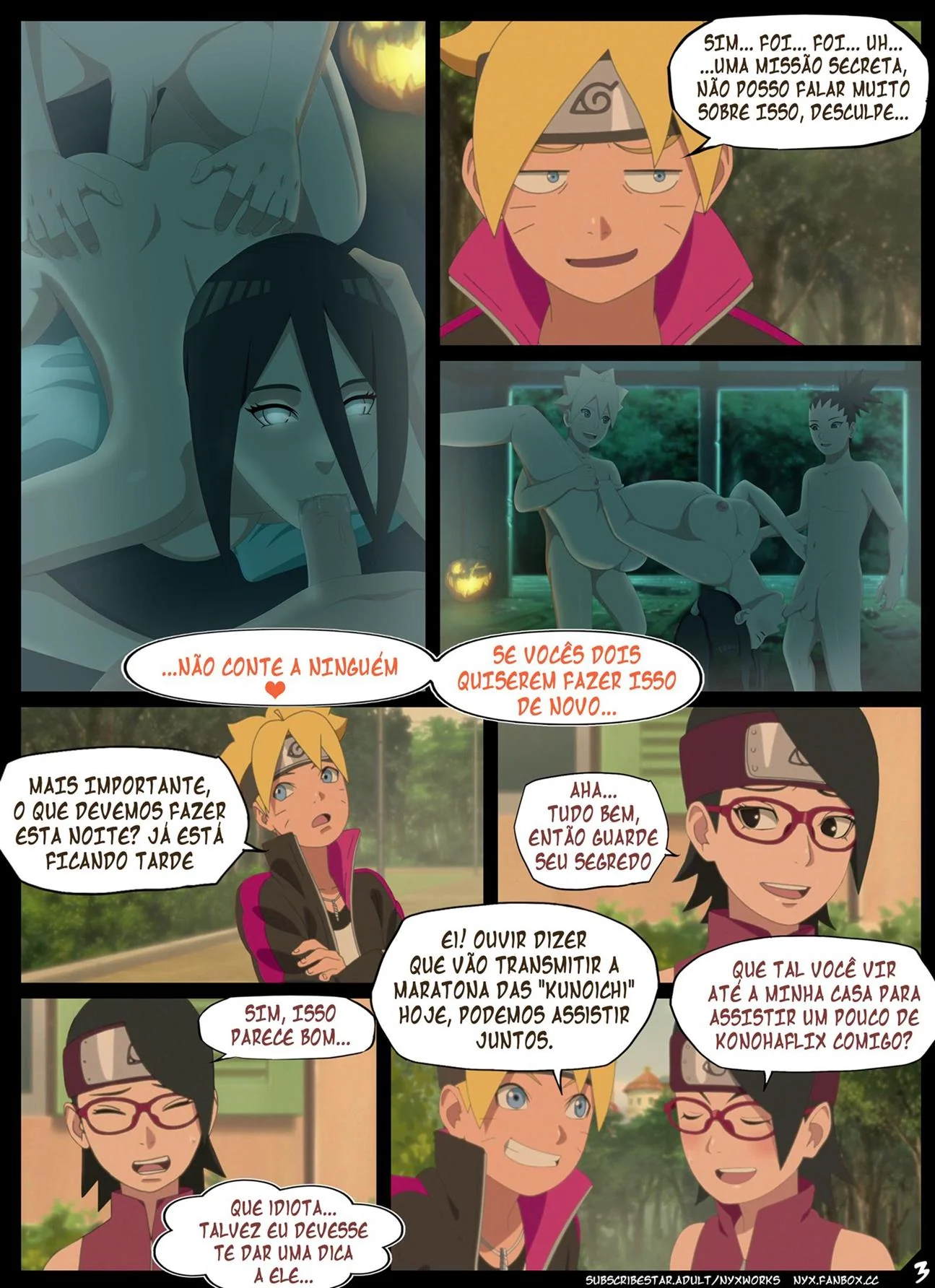 Boruto e Sarada: Putaria na Noite de Halloween - HQ Hentai Brasileiro