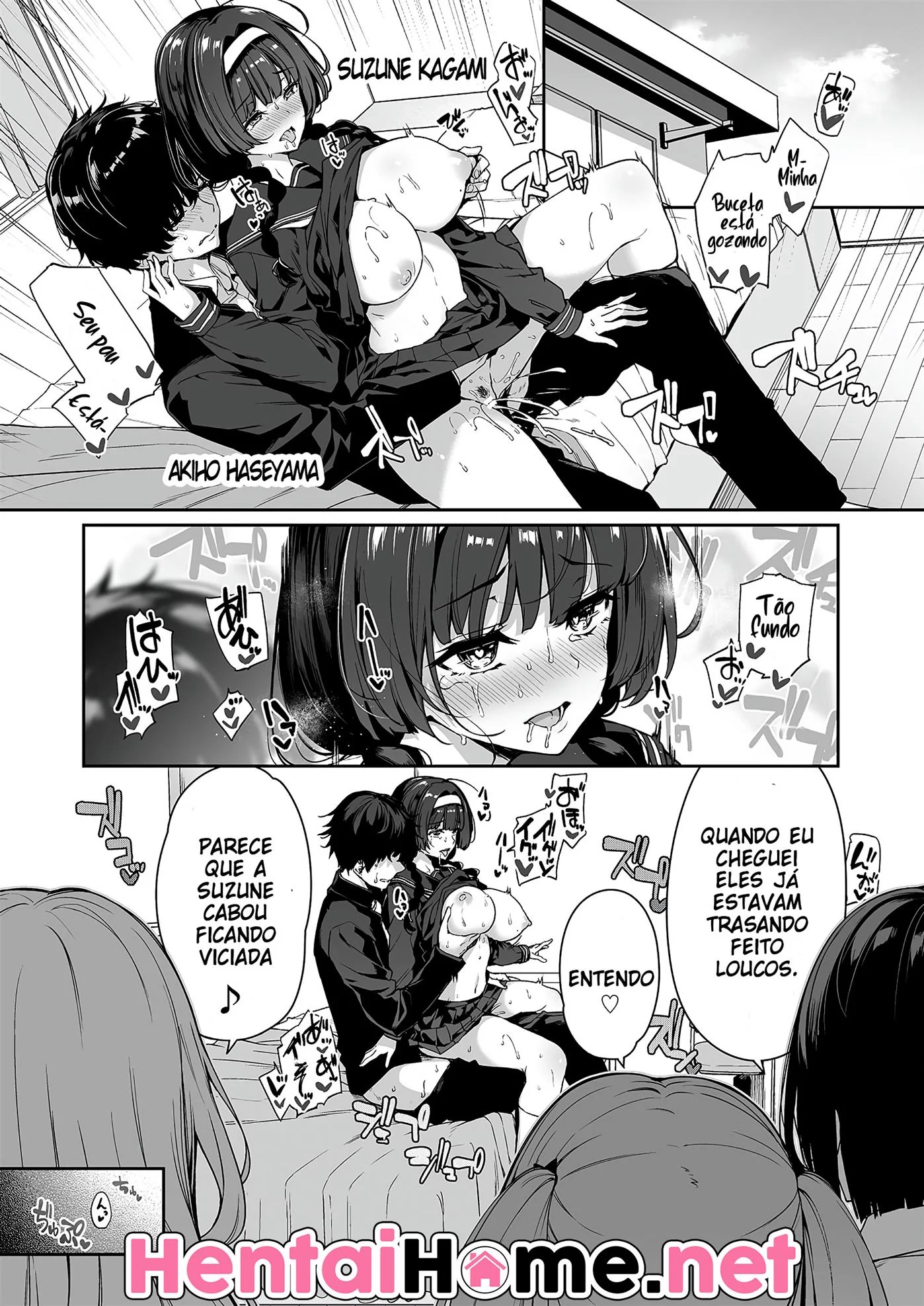 Brigas, Sexo e Piranhas: Akiho e suas amigas peitudas na Escola - HQ Hentai Brasileiro