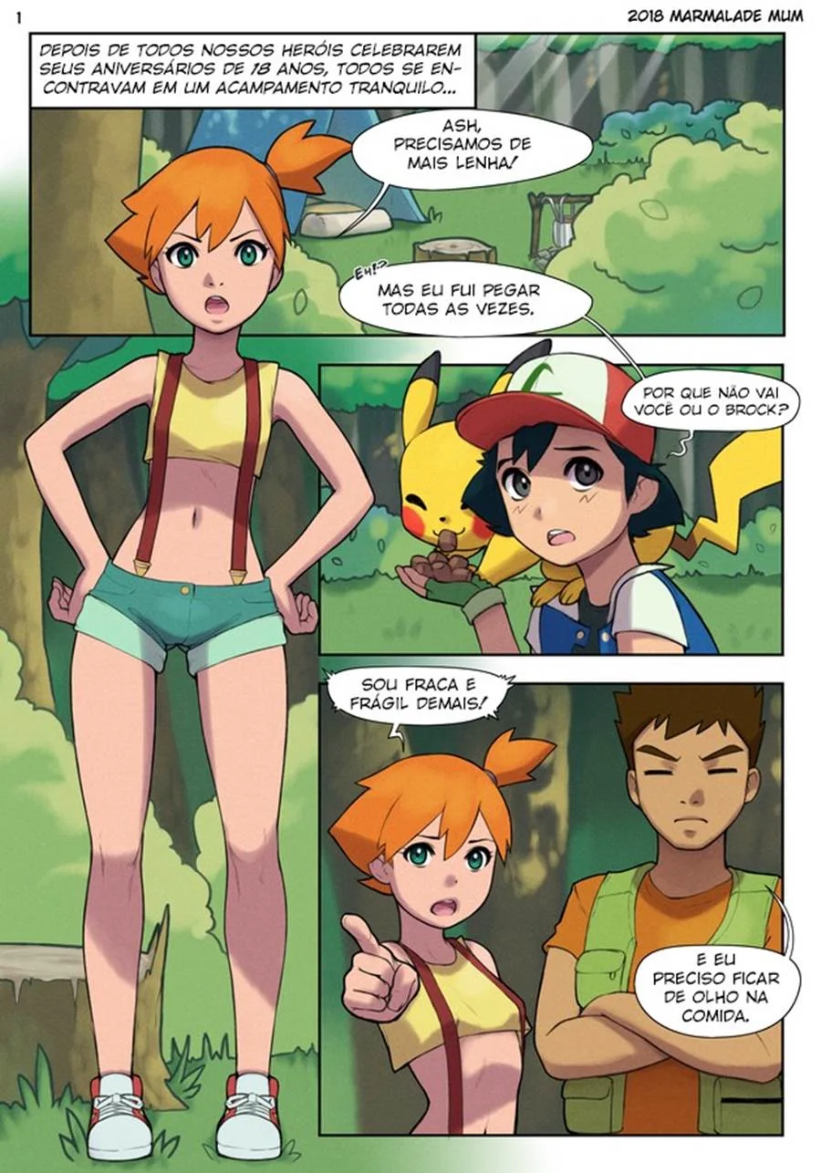Brock comendo a Misty e Ash descobrindo seu lado hentai gay em HQ