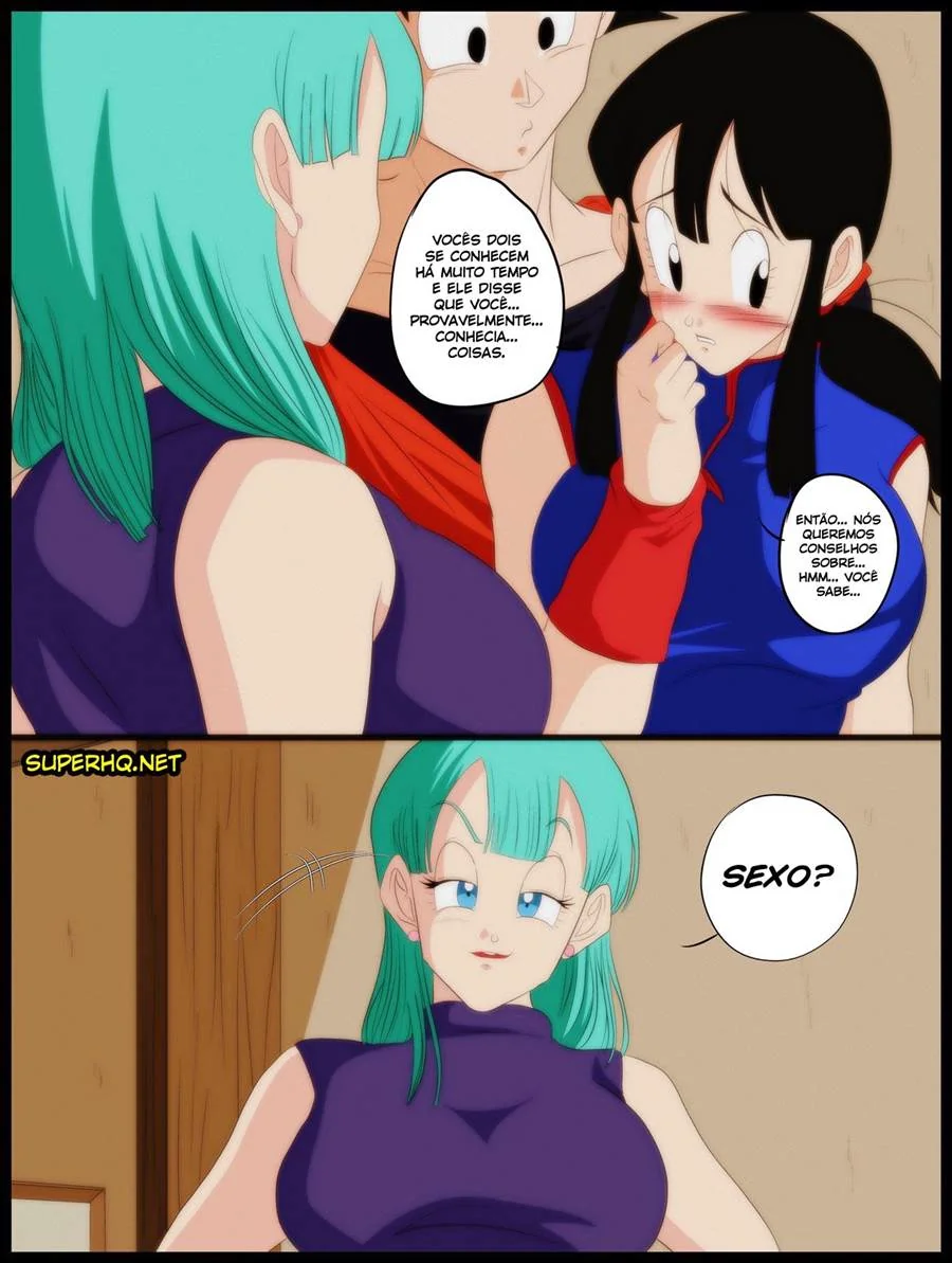 Bulma ensina sacanagem para Goku e Chichi em Hentai HQ Brasileiro