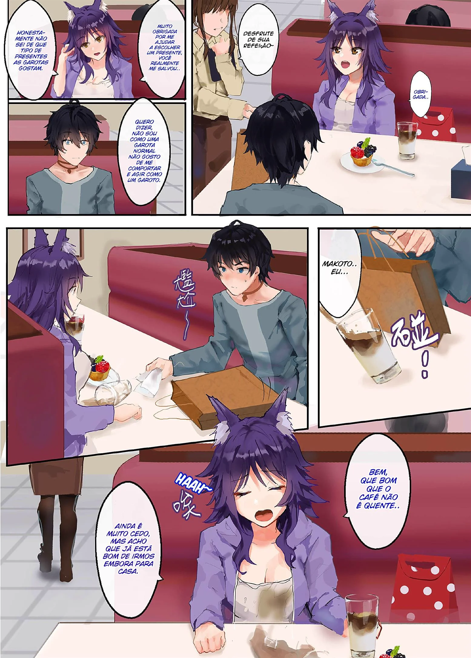 Café derramado e buceta molhada: Makoto e Yuuki na loja de comidas em HQ Brasileiro