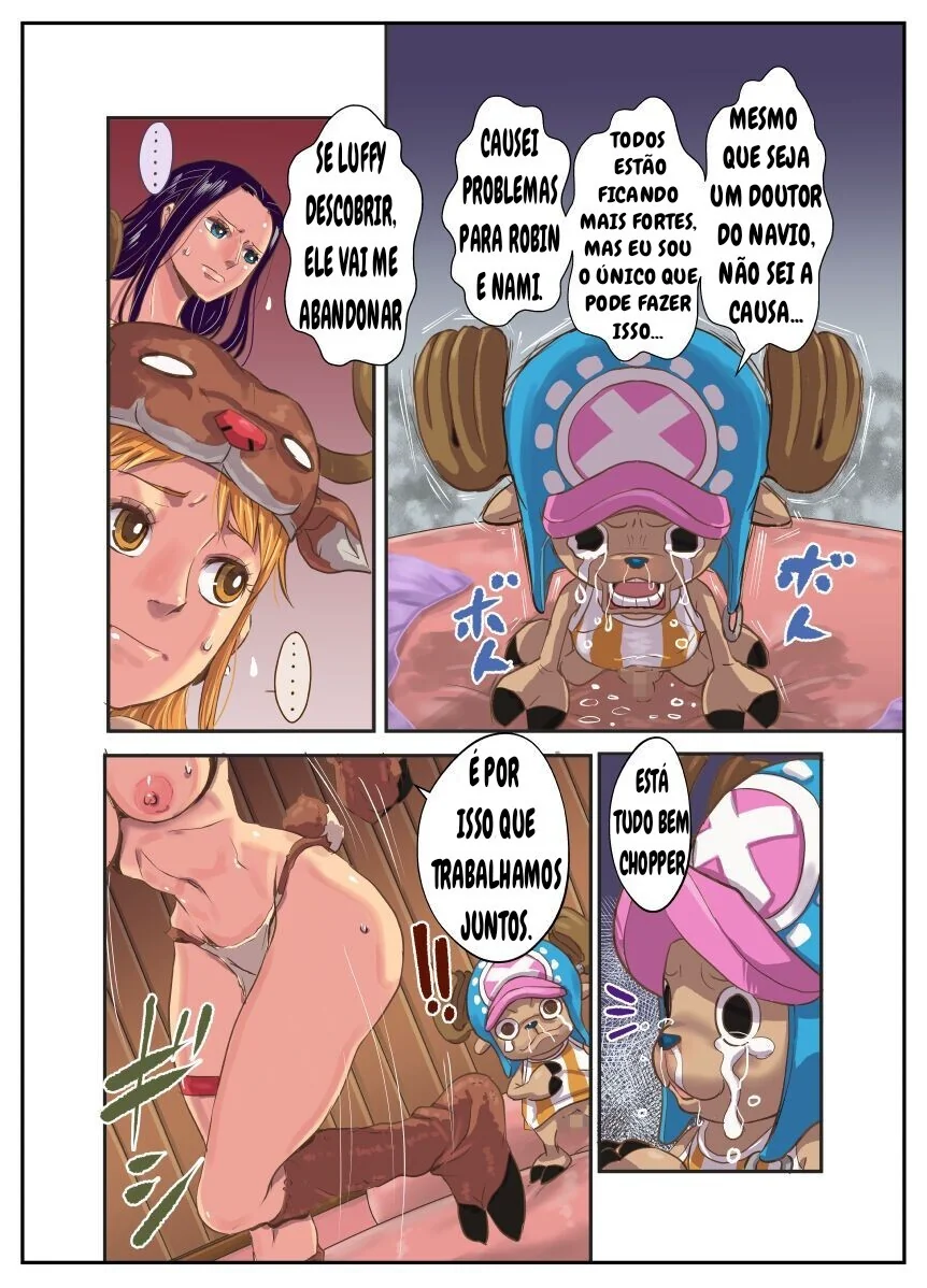 Chopper no Cio: Piranha Nami e Nico Robin Aliviam sua Piroca em One Piece Hentai HQ Brasileiro