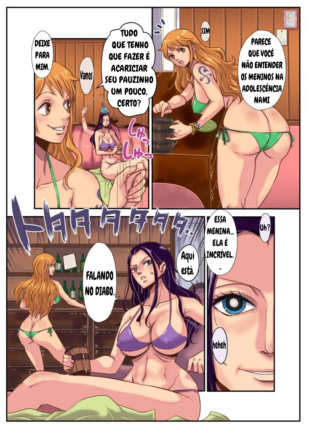 Chopper no Cio: Piranha Nami e Nico Robin Aliviam sua Piroca em One Piece Hentai HQ Brasileiro