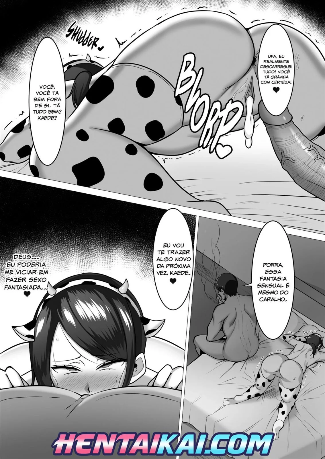 Cosplay de Vaca Safada com uma Dona de Casa Gostosa Levando Rola dos Estudantes - Hentai HQ Brasileiro