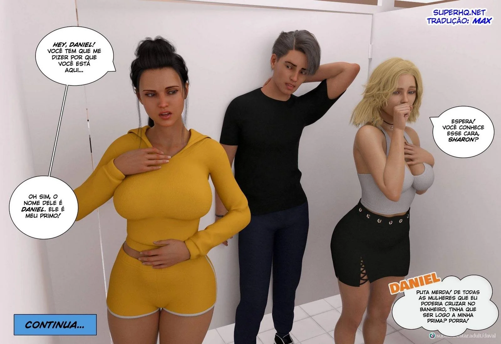 Daniel não consegue resistir ao bucetão da mamãe em hentai HQ Brasileiro