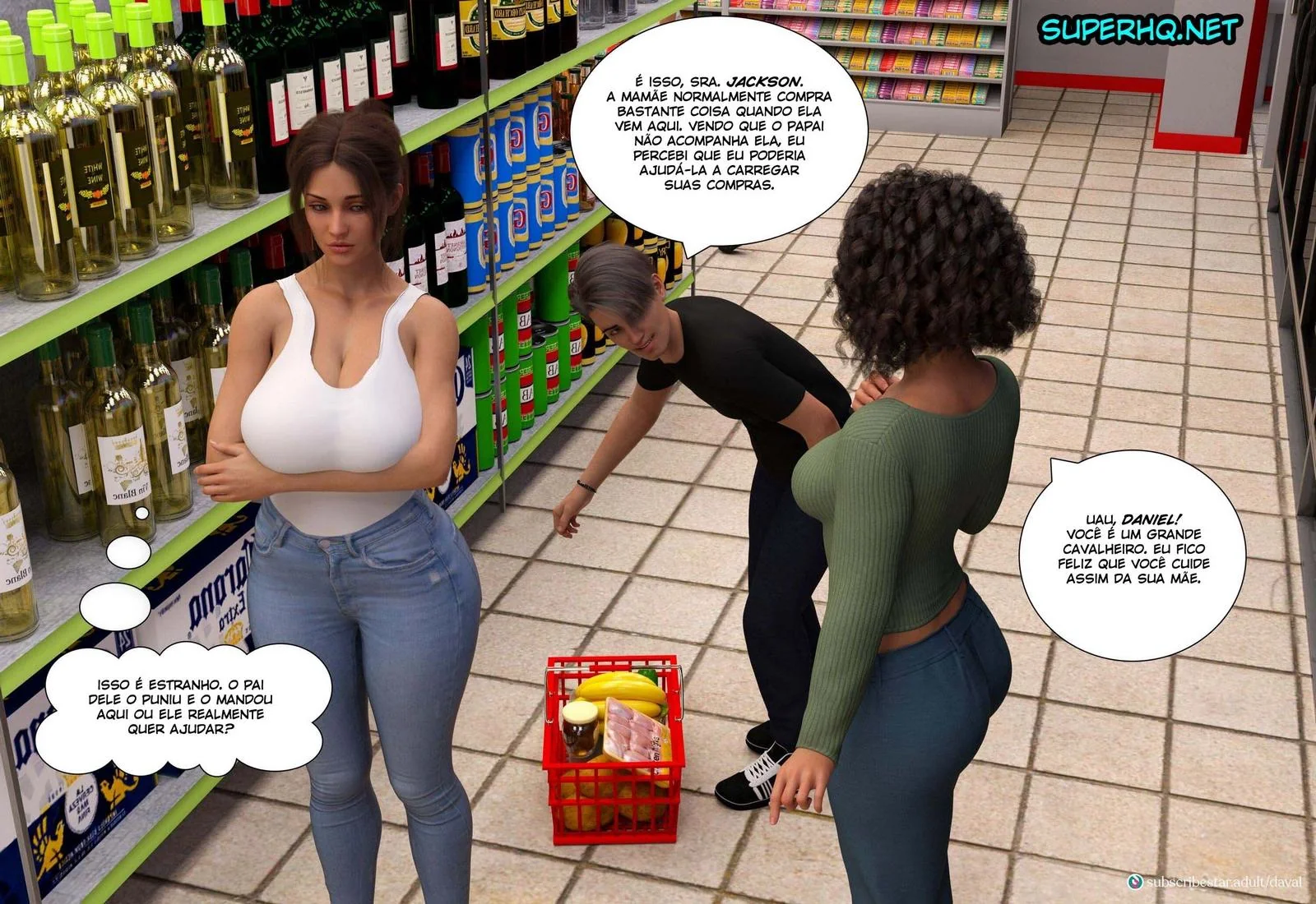 Daniel não consegue resistir ao bucetão da mamãe em hentai HQ Brasileiro