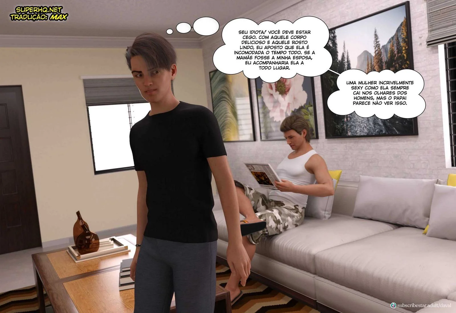 Daniel não consegue resistir ao bucetão da mamãe em hentai HQ Brasileiro