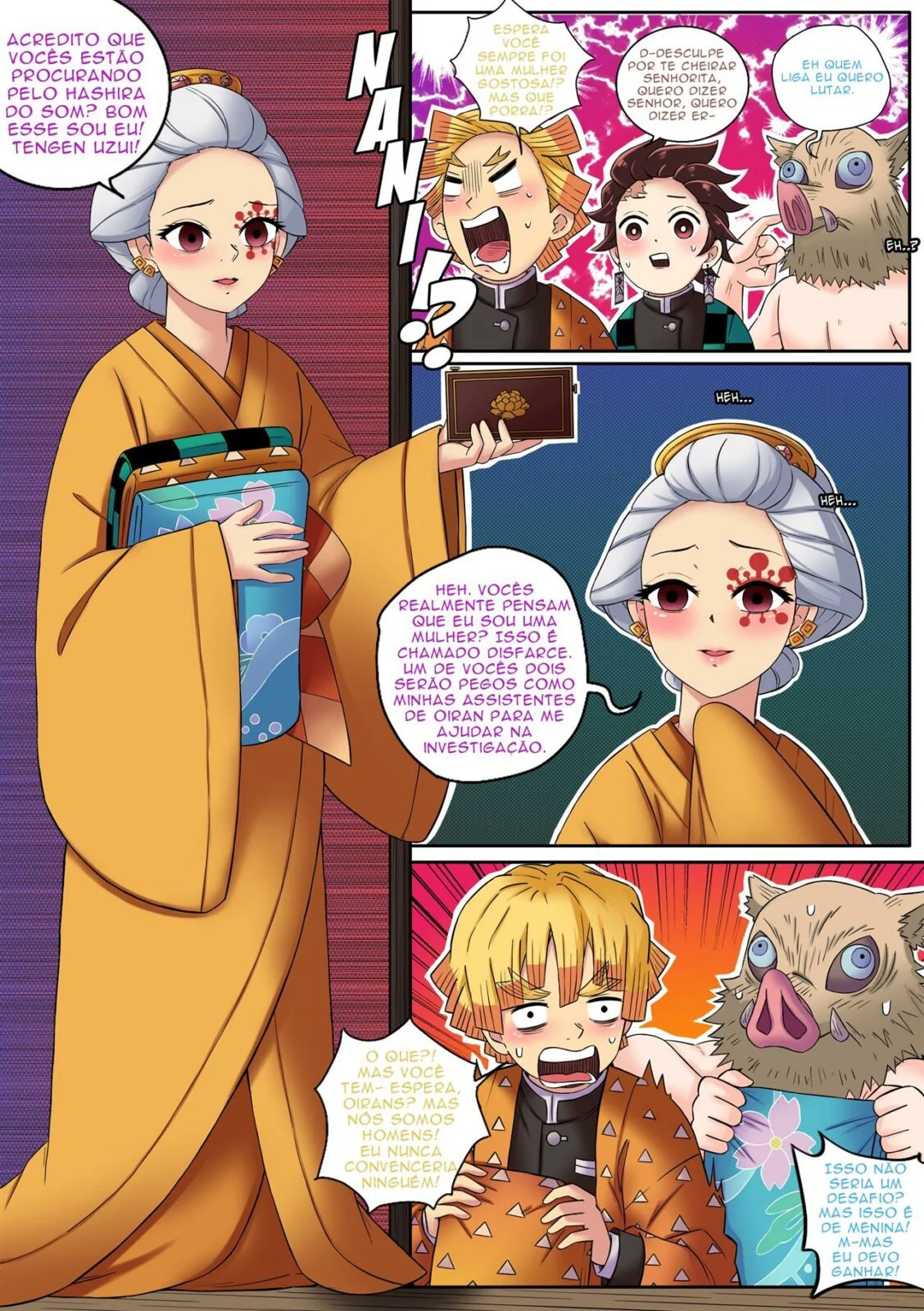 Demon Slayer: O Distrito da Luz Vermelha - Uzui se transforma em futa para a piranha Daki e precisa de uma piroca. Em HQ Brasileiro