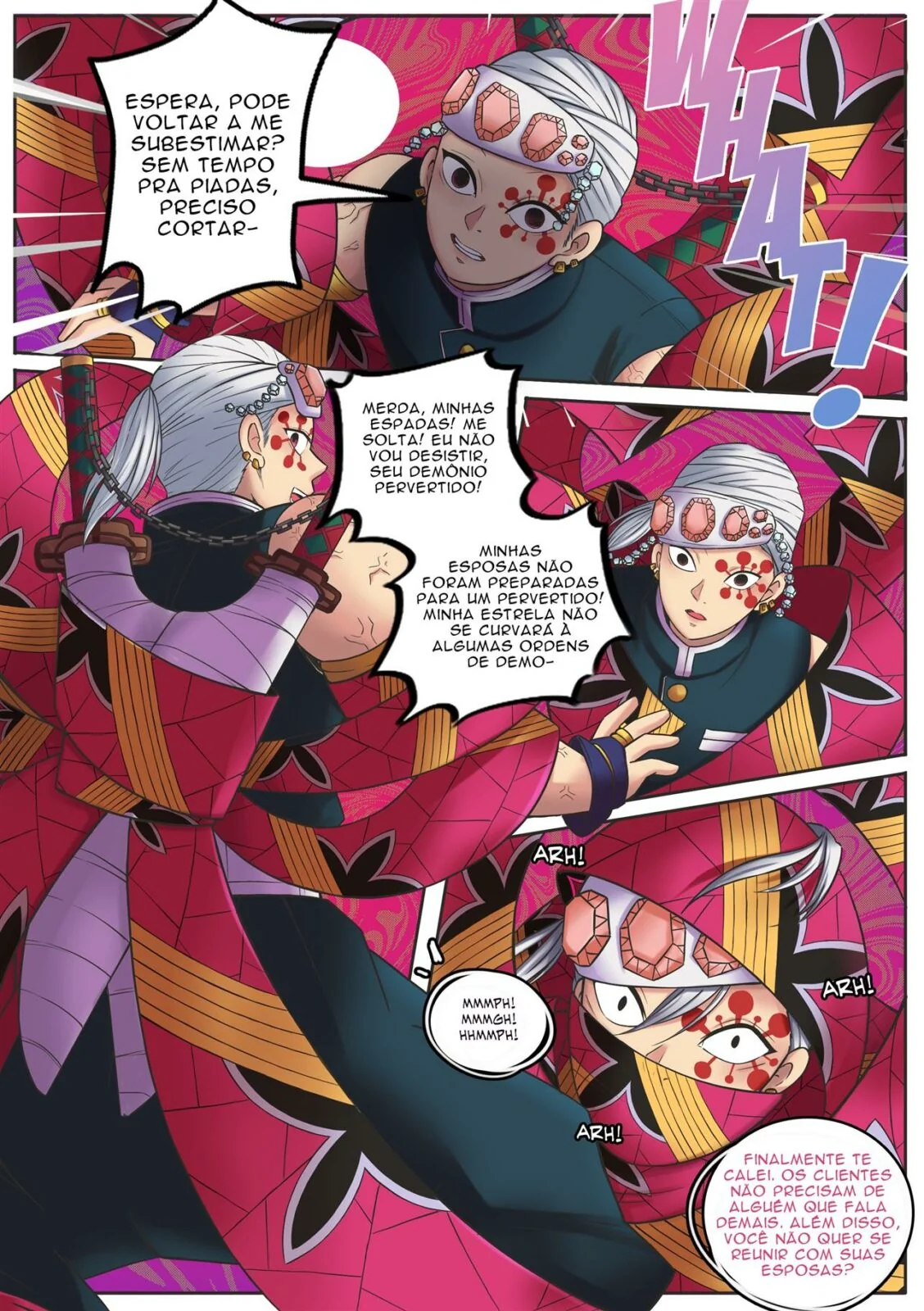 Demon Slayer: O Distrito da Luz Vermelha - Uzui se transforma em futa para a piranha Daki e precisa de uma piroca. Em HQ Brasileiro