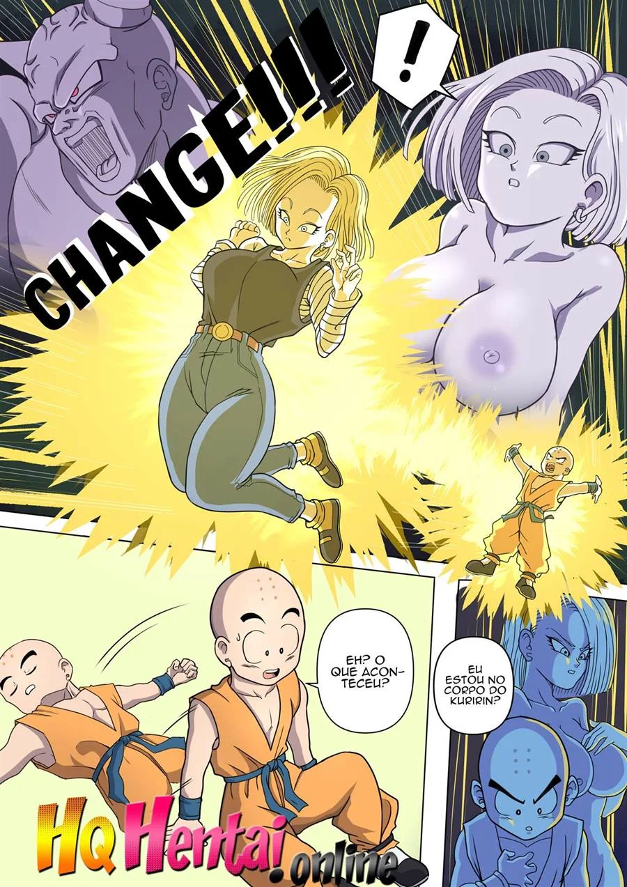 Dragon Ball: Bulma, Adroid 18 e Caulifla - Ginyu e suas putarias em troca de corpos Em hentai HQ