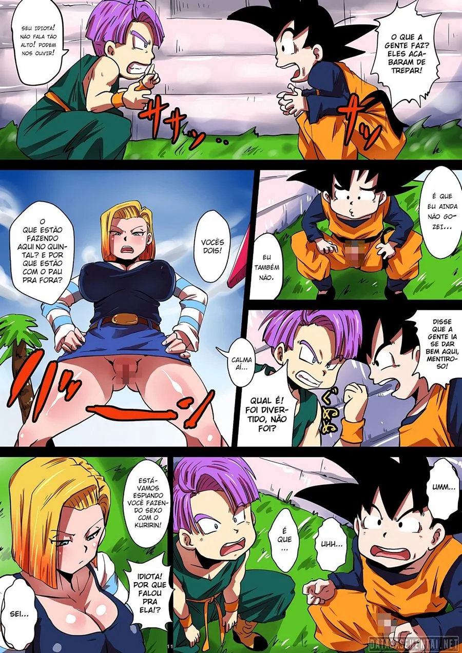 Dragon Ball Hentai: Androide 18 Piranha Fodida por Goten e Trunks em HQ Brasileiro