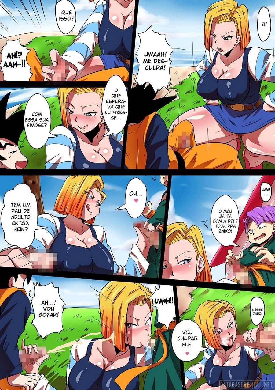 Dragon Ball Hentai: Androide 18 Piranha Fodida por Goten e Trunks em HQ Brasileiro