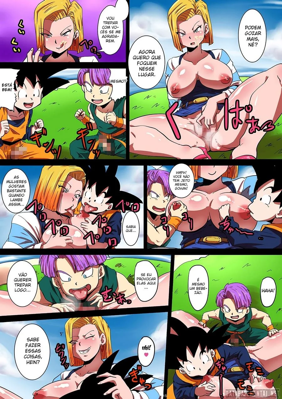 Dragon Ball Hentai: Androide 18 Piranha Fodida por Goten e Trunks em HQ Brasileiro