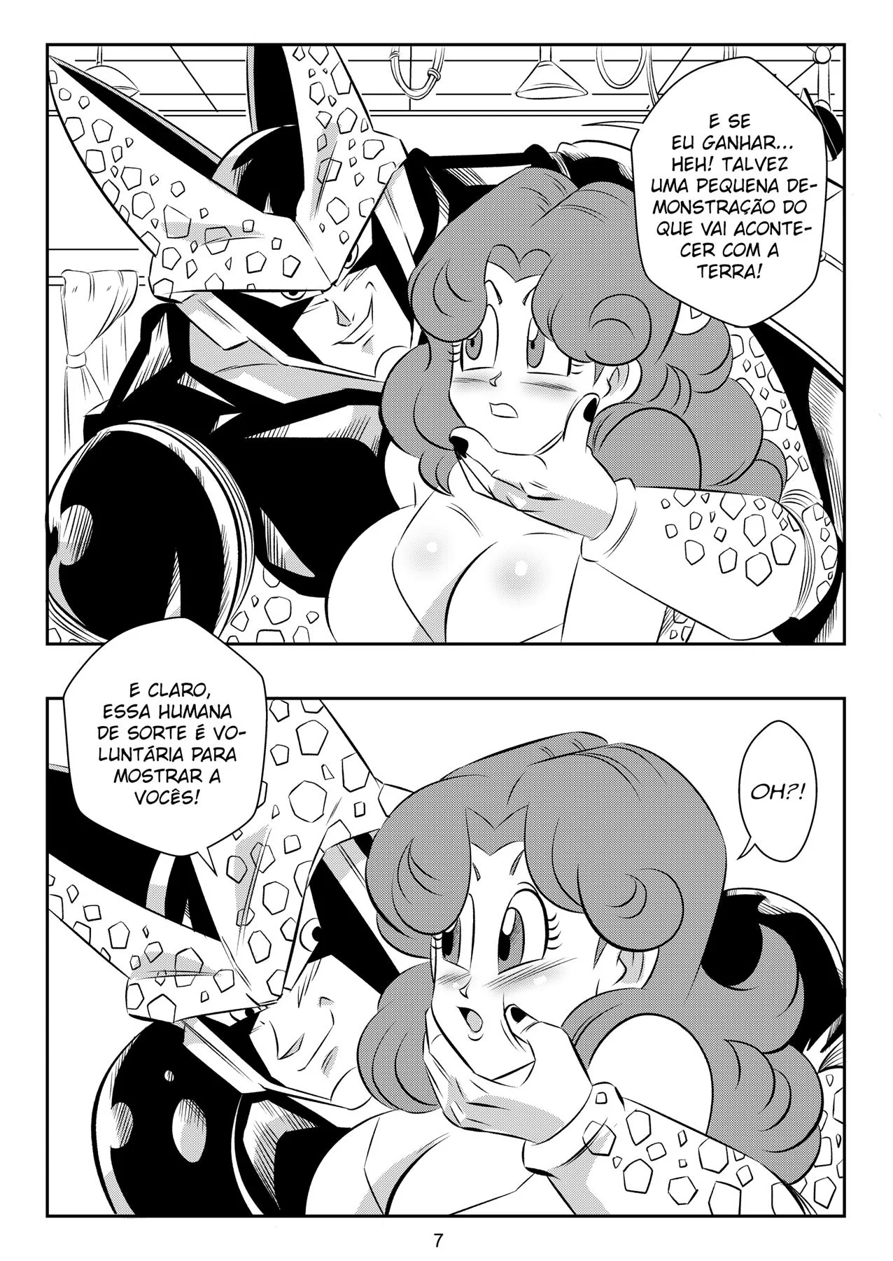 Dragon Ball Hentai: O Desafio de Cell - Ginástica, Peitos e Rolas na TV Nacional" em HQ Brasileiro