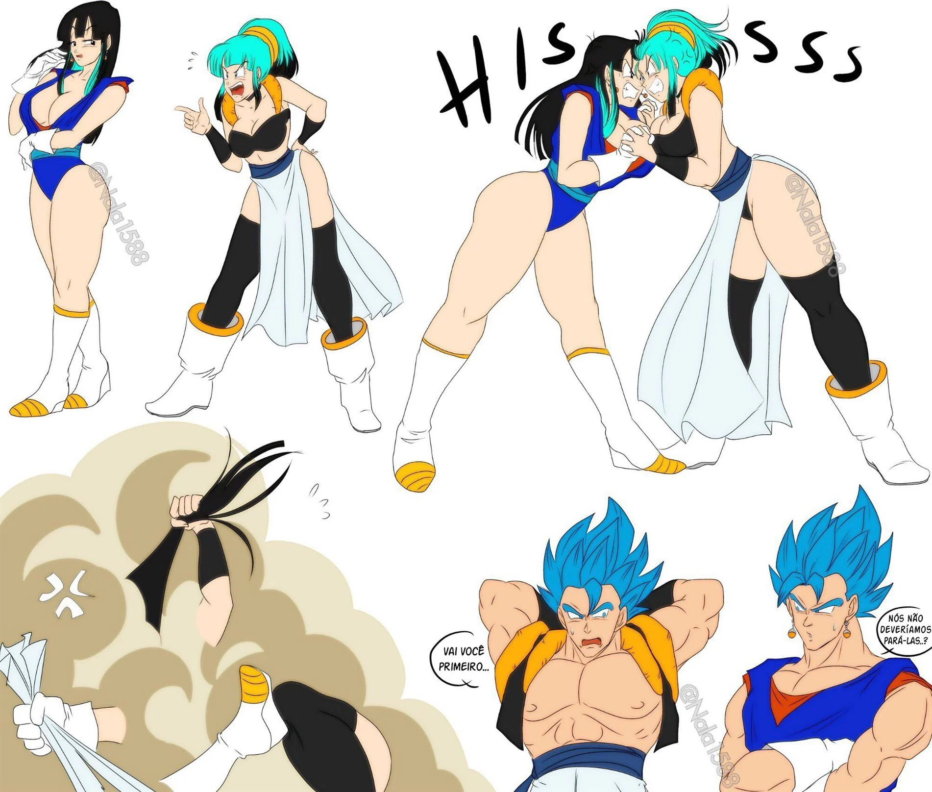 Dragon Ball Hentai - Piranhas taradas na terapia das bolas de Bills em HQ Brasileiro