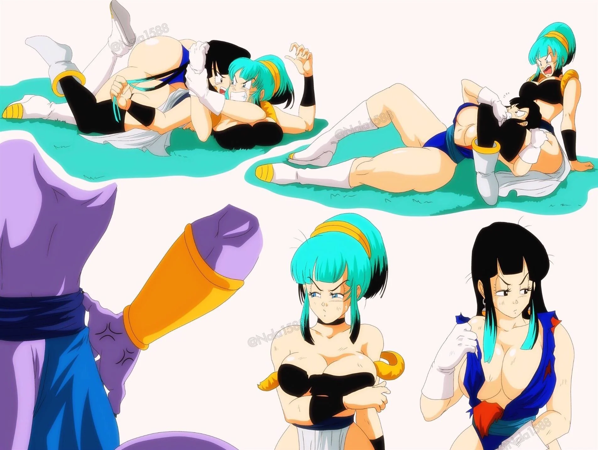 Dragon Ball Hentai - Piranhas taradas na terapia das bolas de Bills em HQ Brasileiro