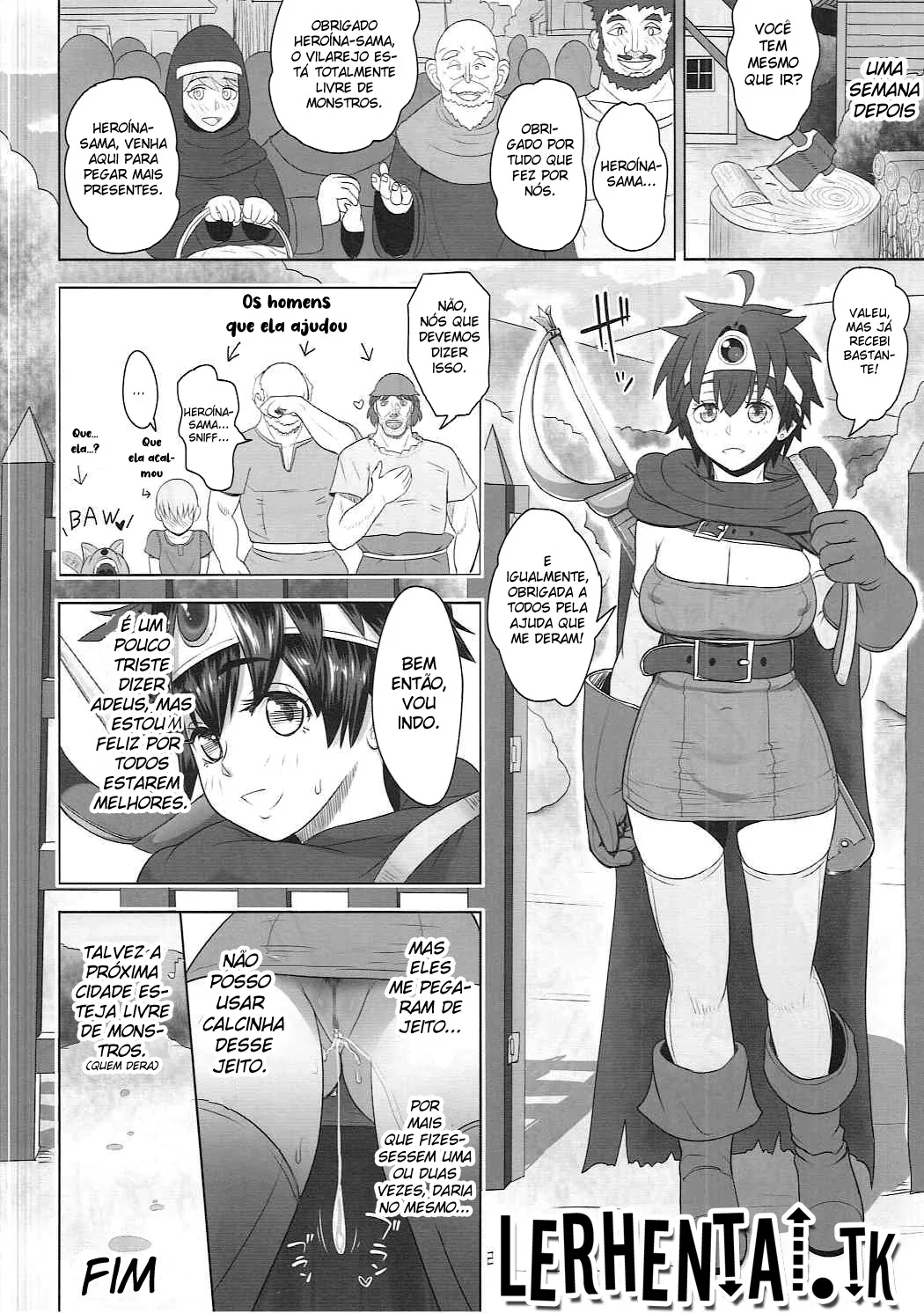 Dragon Quest III: O Herói Trepador-Sama - Picaço do Herói salvando a piranha do garoto órfão em Hentai HQ Brasileiro