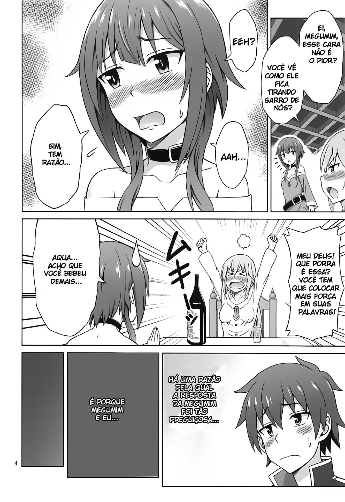 Festa Regada a Álcool e Sacanagem: Aqua Provoca Kazuma em Hentai HQ Brasileiro